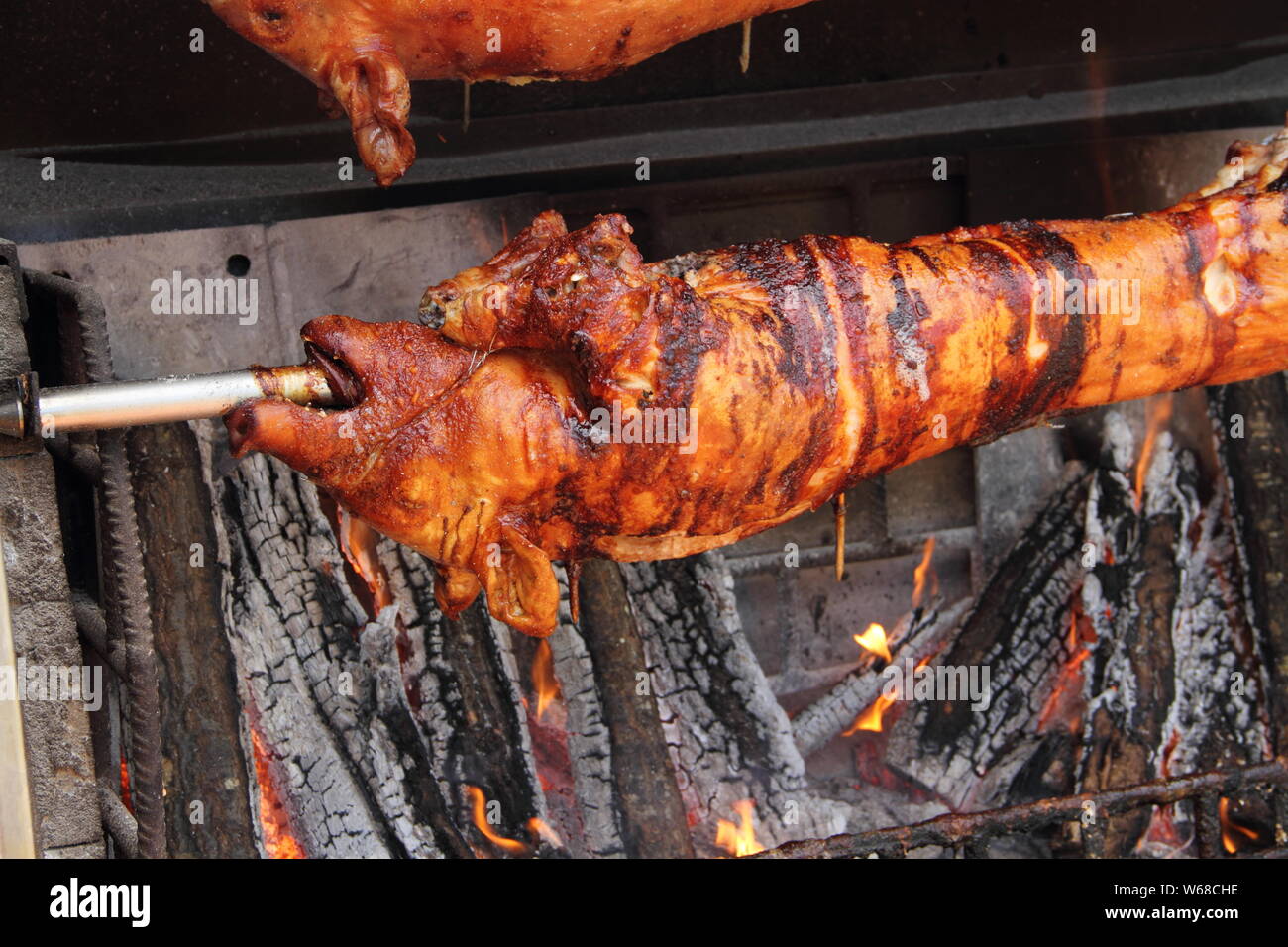 Deux cochons de lait sur le grill Banque D'Images