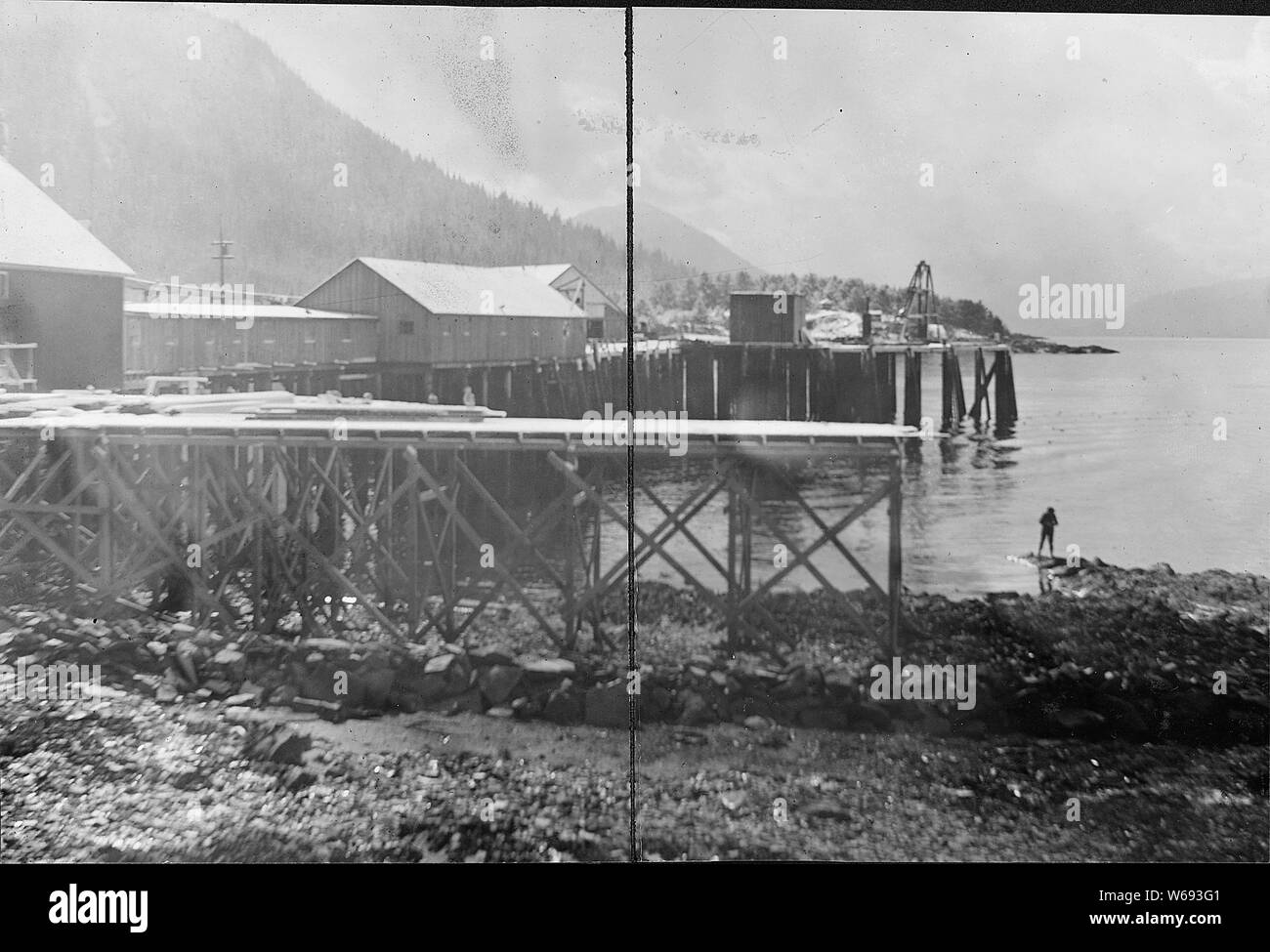 Port de Wrangell, Alaska. Vue des quais à marée basse Banque D'Images