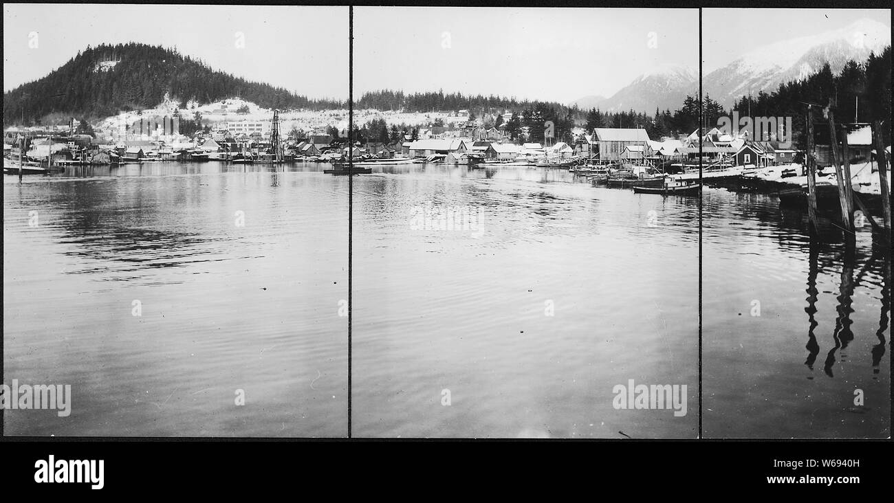 Wrangell, Alaska. Voir à l'échelle du nord-est du bassin intérieur du site. Banque D'Images