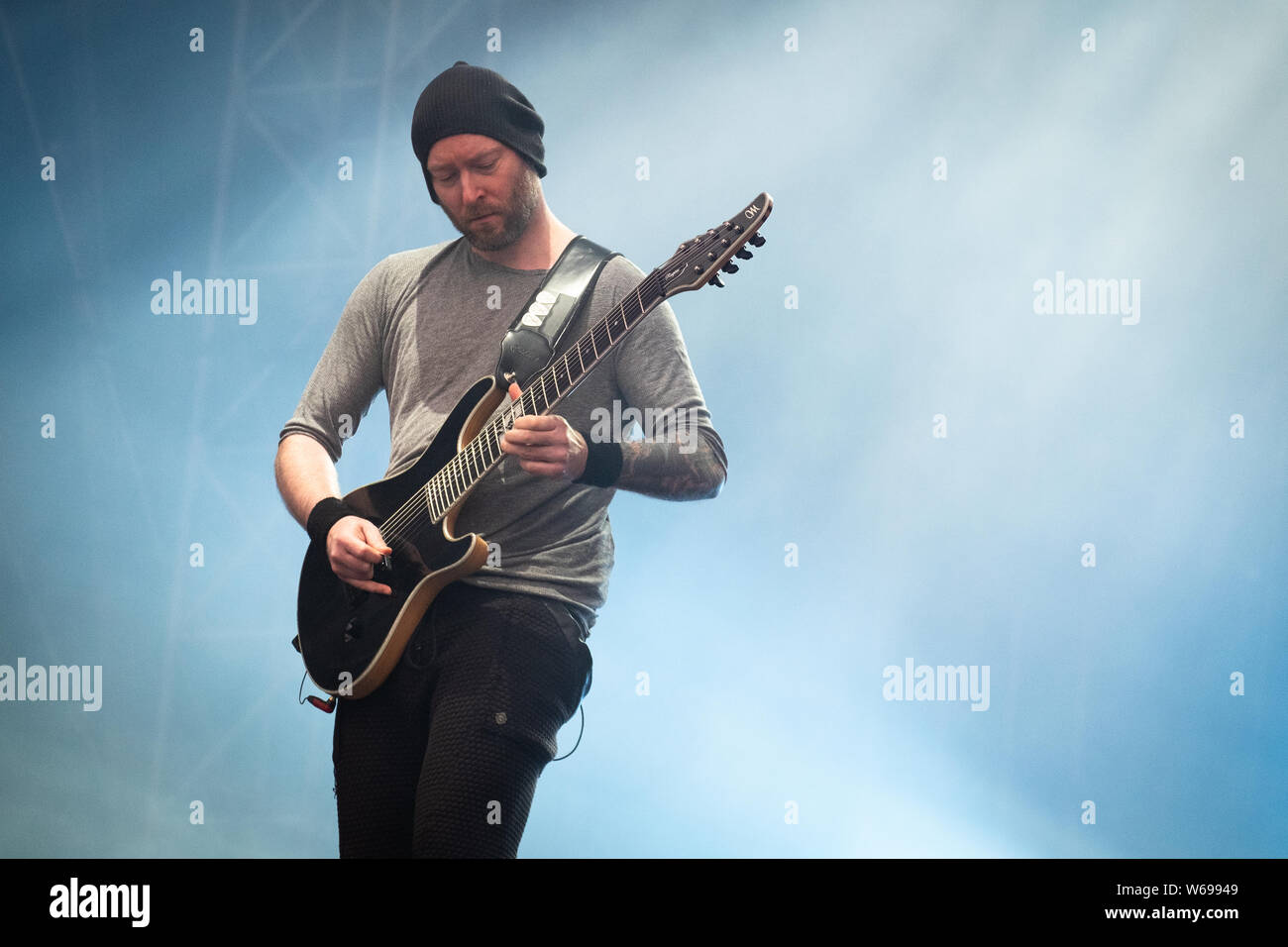 Trondheim, Norvège - Juin 28th, 2019. Le groupe de metal symphonique Within Temptation effectue un concert live au cours de la fête de la musique norvégienne Trondheim Rocks 2019. Ici le guitariste Ruud Jolie est vu sur scène. (Photo crédit : Gonzales Photo - Tor Atle Kleven). Banque D'Images