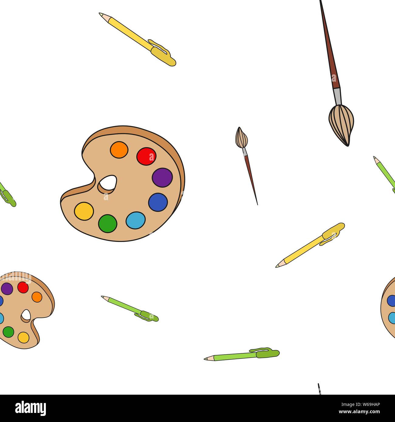 Une structure de fournitures scolaires dans Doodle style. Vector illustration. Illustration de Vecteur