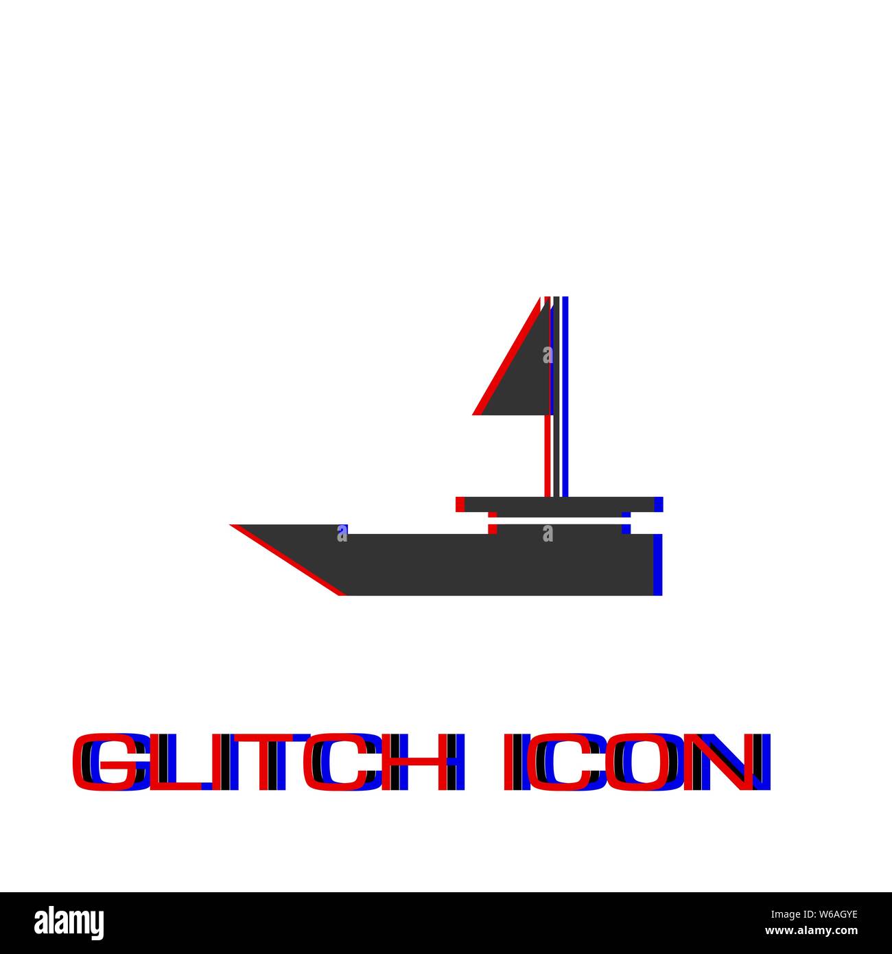 Icône Yacht Bateaux à plat. Pictogramme - Simple effet glitch. Symbole d'illustration vectorielle Illustration de Vecteur