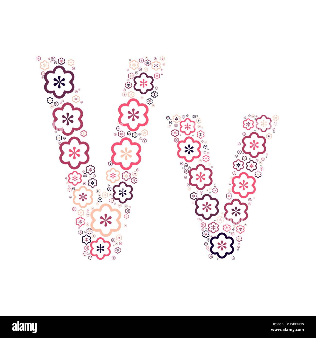 Lettre de l'alphabet de fleurs de couleur fun mozaykoy positive. Vector font l'illustration. Illustration de Vecteur