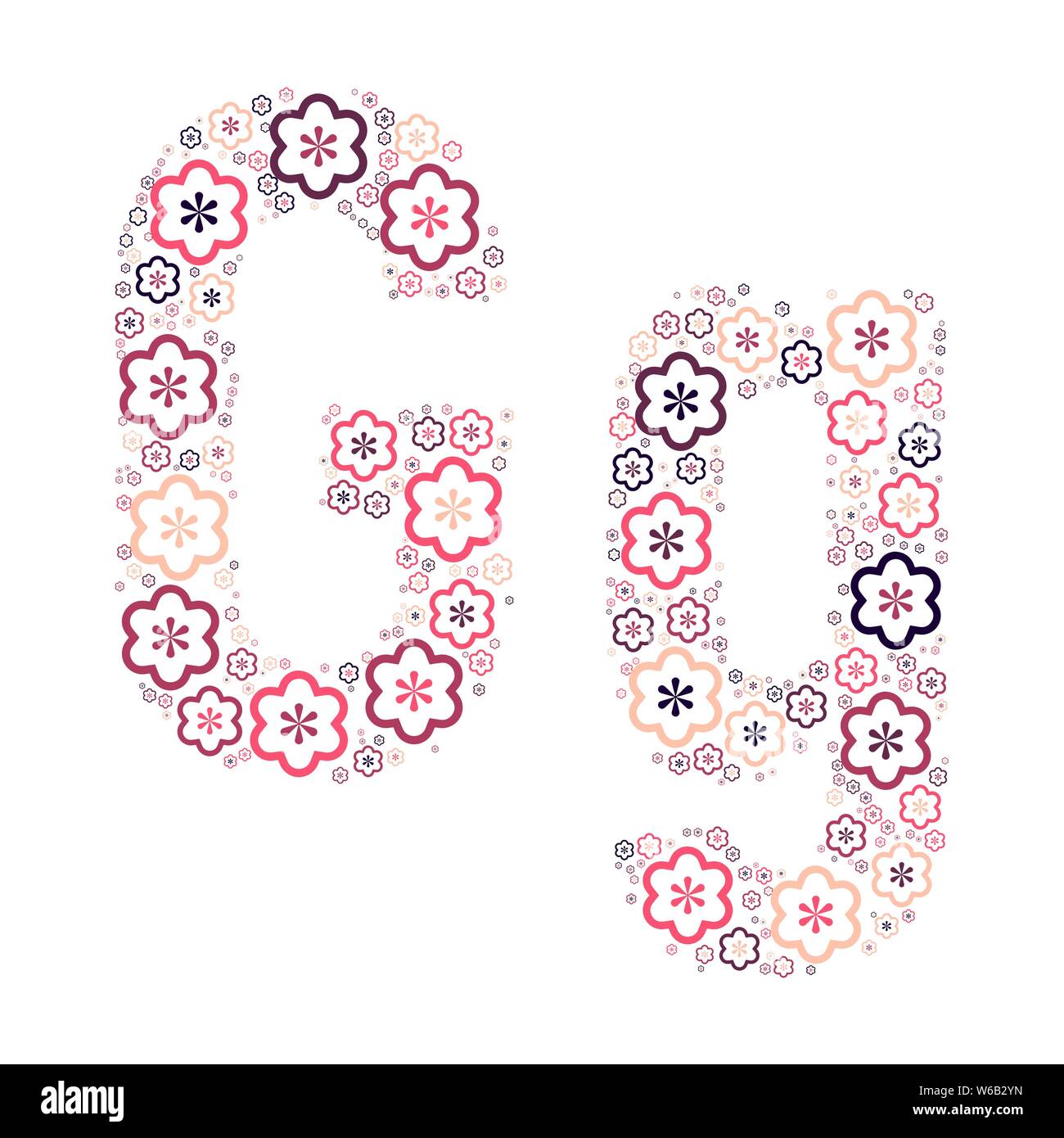 Lettre de l'alphabet de fleurs de couleur fun mozaykoy positive. Vector font l'illustration. Illustration de Vecteur