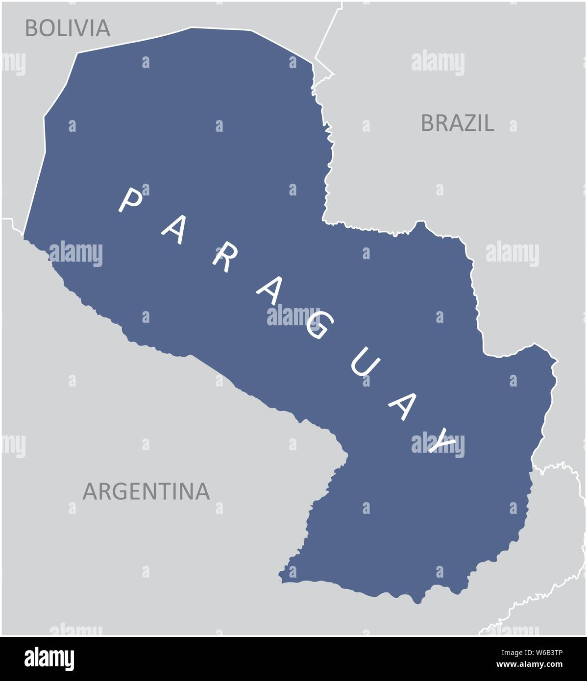 La carte de la région du Paraguay en Amérique du Sud Illustration de Vecteur