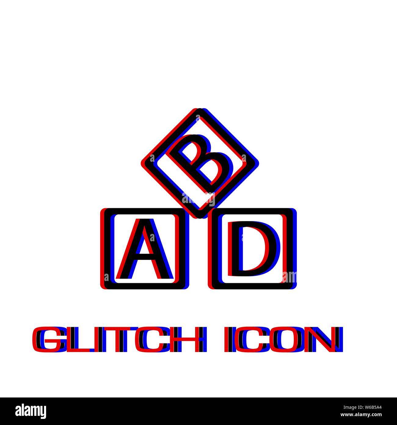 L'éducation de l'enfant blocs cubes ABD télévision icône. Pictogramme - Simple effet glitch. Symbole d'illustration vectorielle Illustration de Vecteur