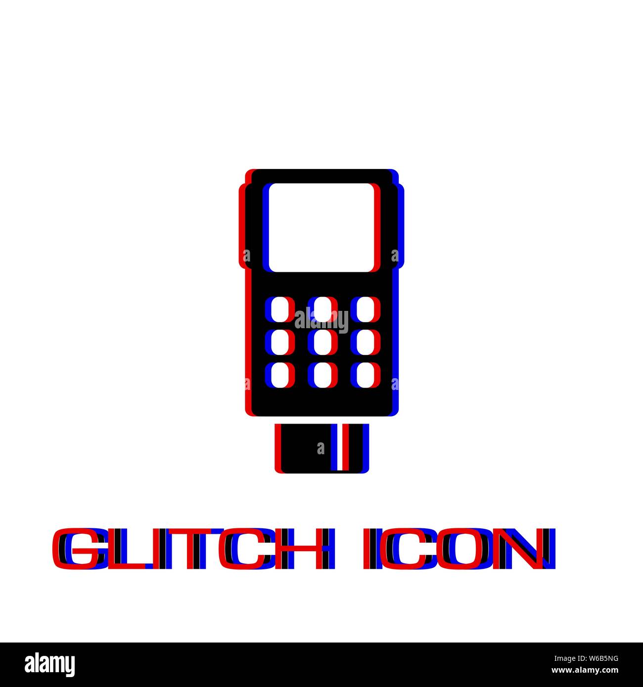 L'icône du terminal de carte de crédit à plat. Pictogramme - Simple effet glitch. Symbole d'illustration vectorielle Illustration de Vecteur