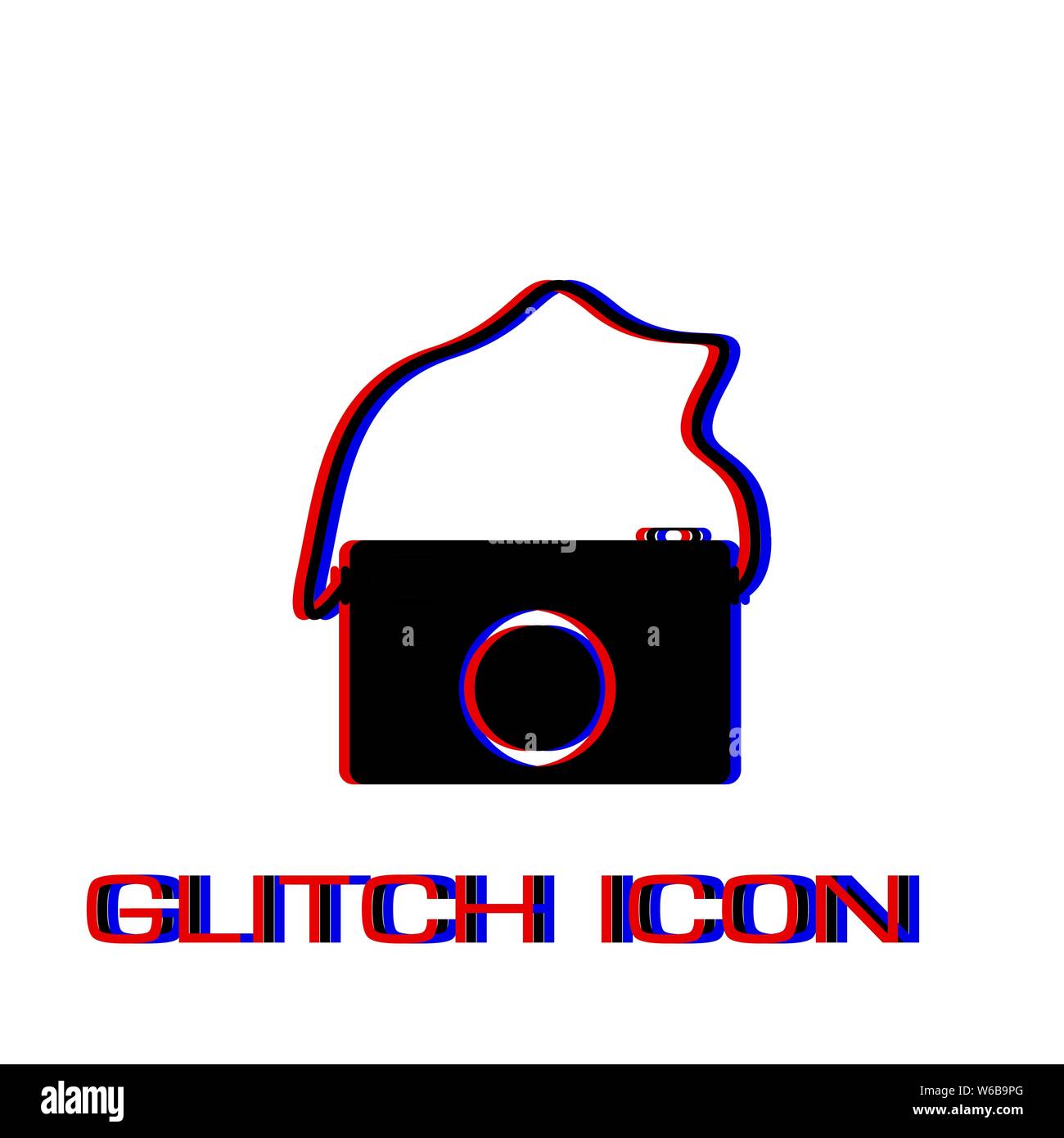 Icône Appareil photo à plat. Pictogramme - Simple effet glitch. Symbole d'illustration vectorielle Illustration de Vecteur