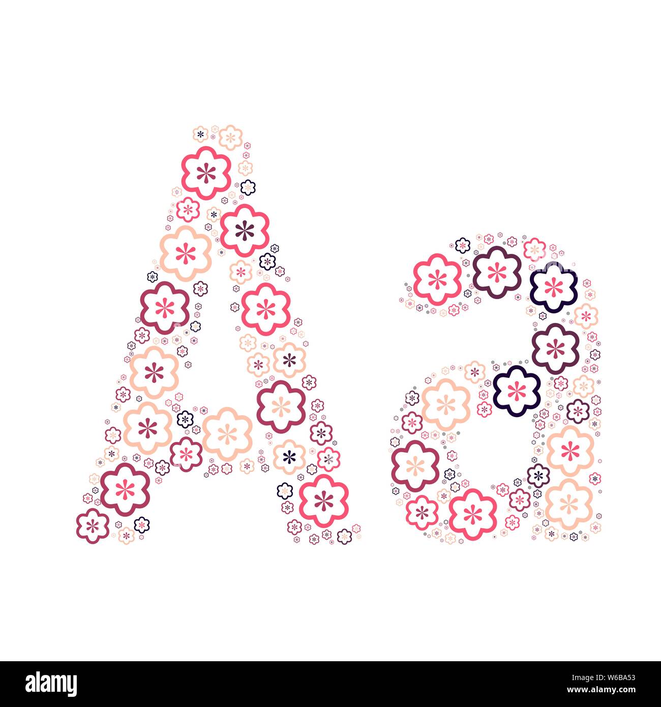 Lettre de l'alphabet de fleurs de couleur fun mozaykoy positive. Vector font l'illustration. Illustration de Vecteur
