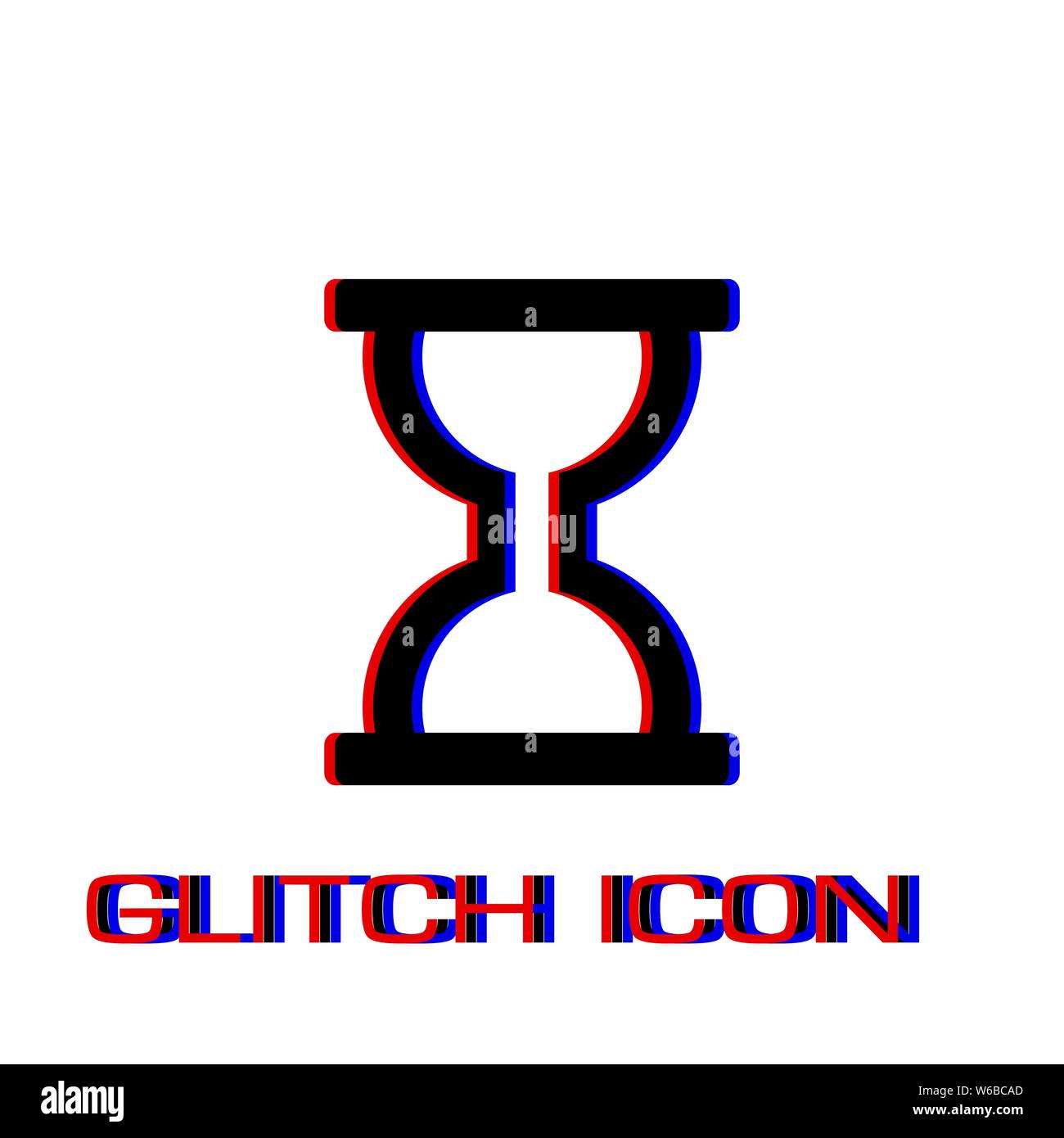 Icône en forme de sablier à plat. Pictogramme - Simple effet glitch. Symbole d'illustration vectorielle Illustration de Vecteur