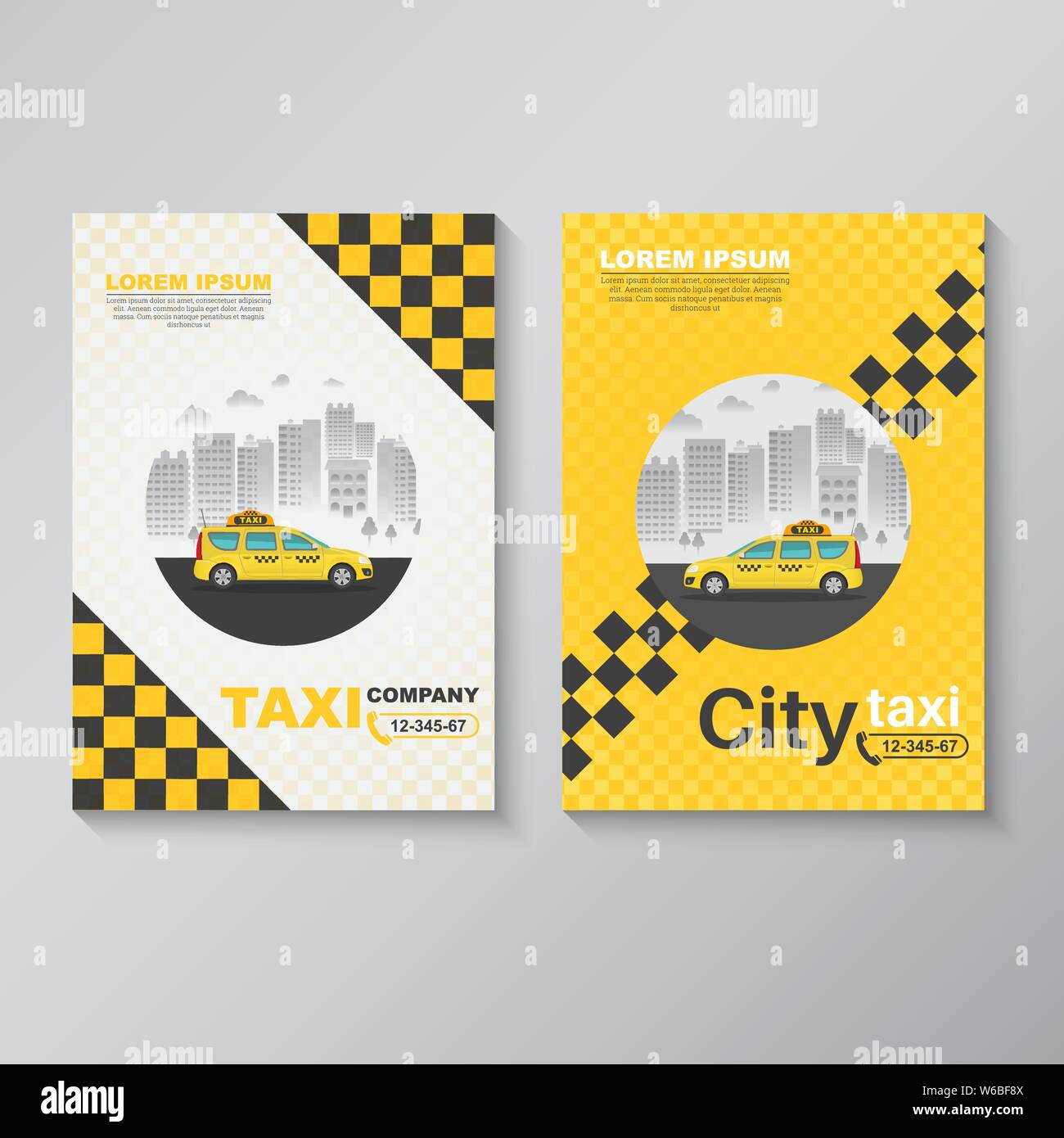 Ensemble de bannières, affiches verticales service clients d'un taxi. Un modèle de conception d'un flyer, brochures. Format A4. Vector illustration. Illustration de Vecteur