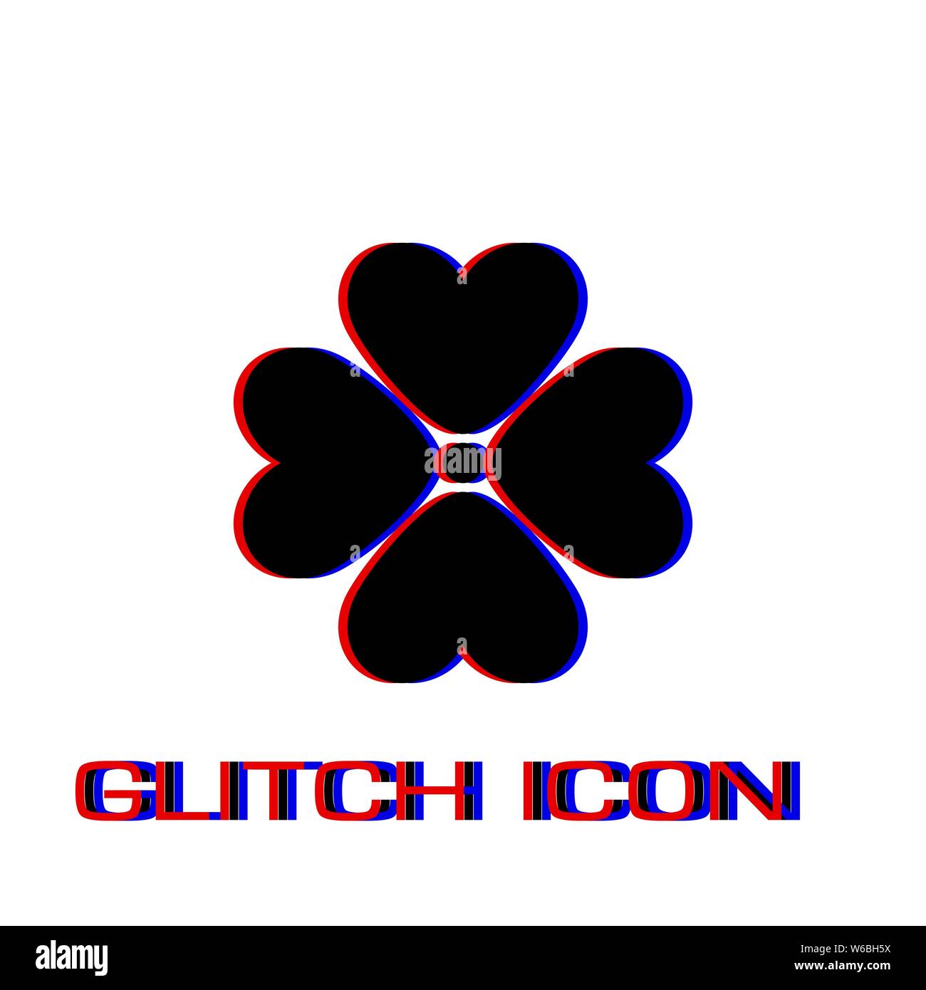 Icône fleur plate. Pictogramme - Simple effet glitch. Symbole d'illustration vectorielle Illustration de Vecteur