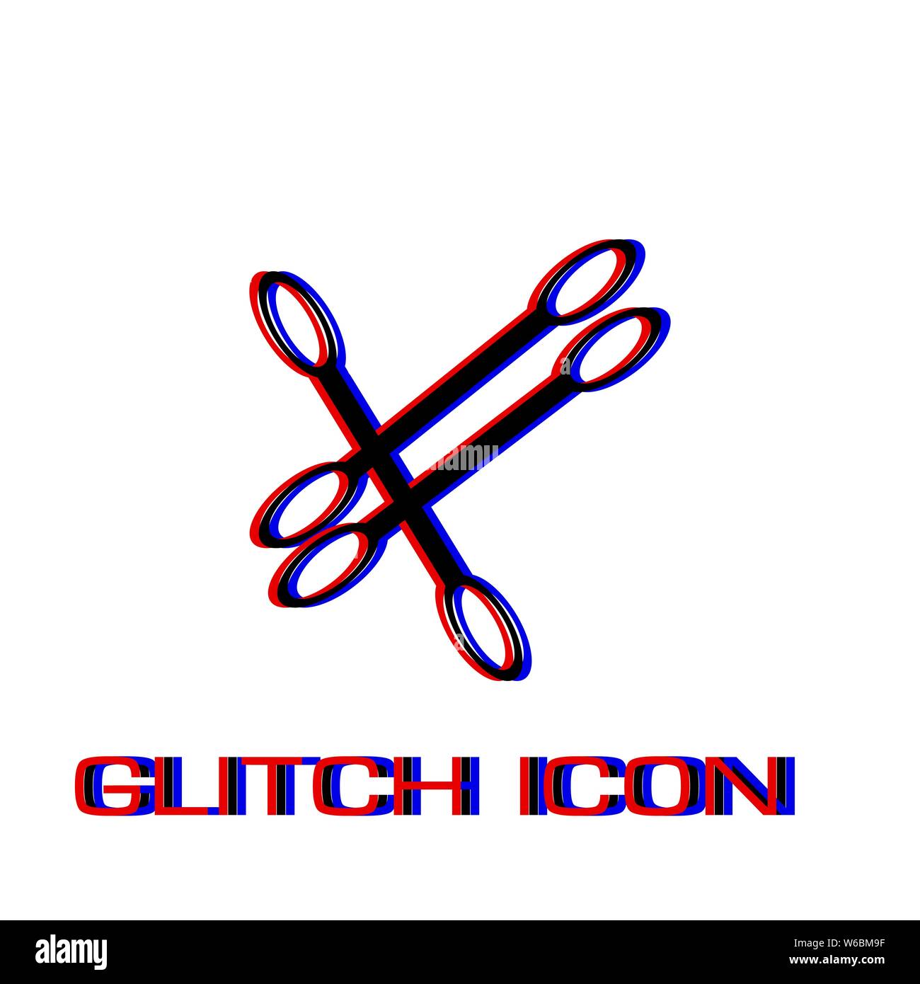 L'icône des coton-tiges à plat. Pictogramme - Simple effet glitch. Symbole d'illustration vectorielle Illustration de Vecteur