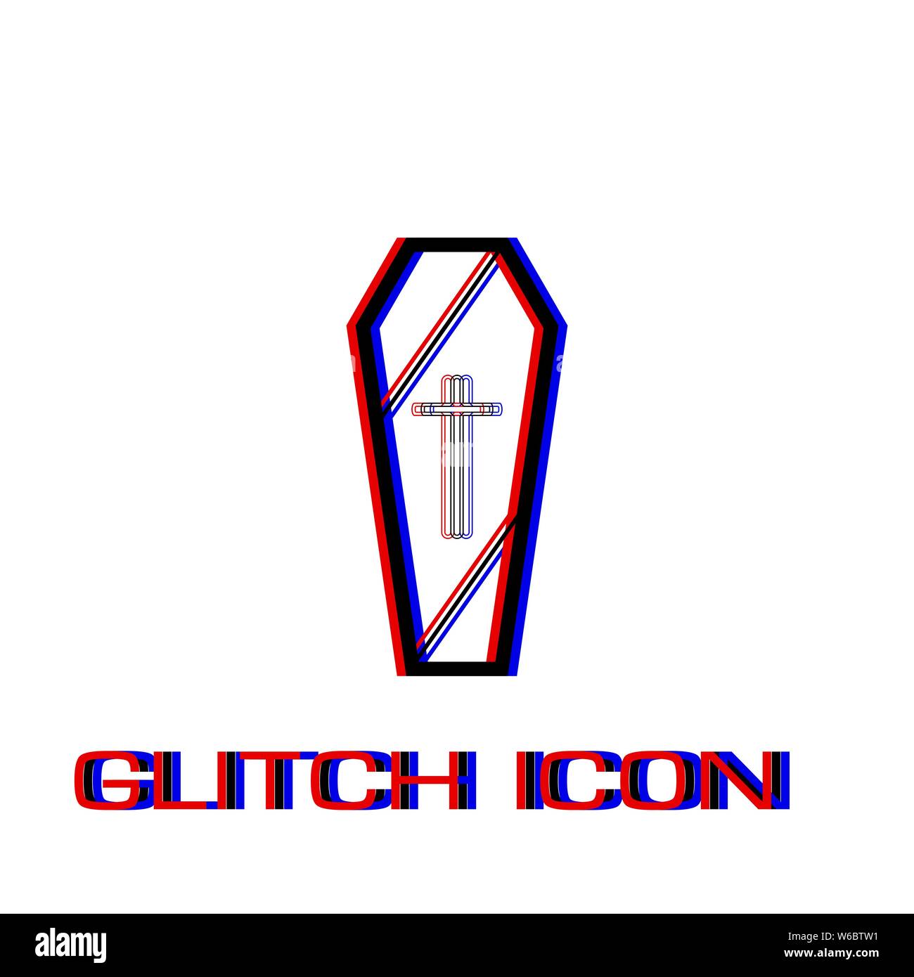 L'icône de Coffin à plat. Pictogramme - Simple effet glitch. Symbole d'illustration vectorielle Illustration de Vecteur