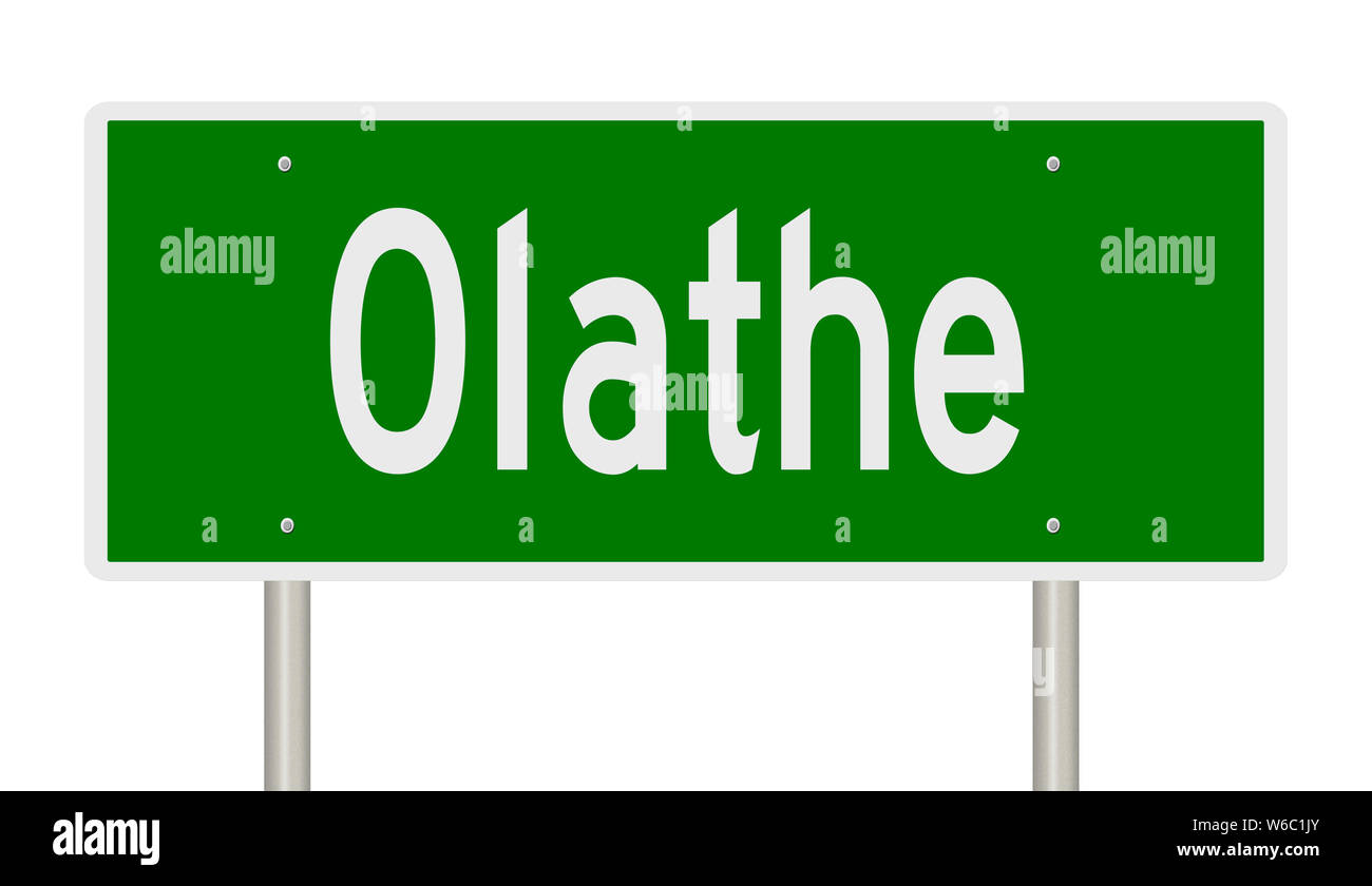 Rendu d'une autoroute verte signe pour Olathe Kansas Banque D'Images