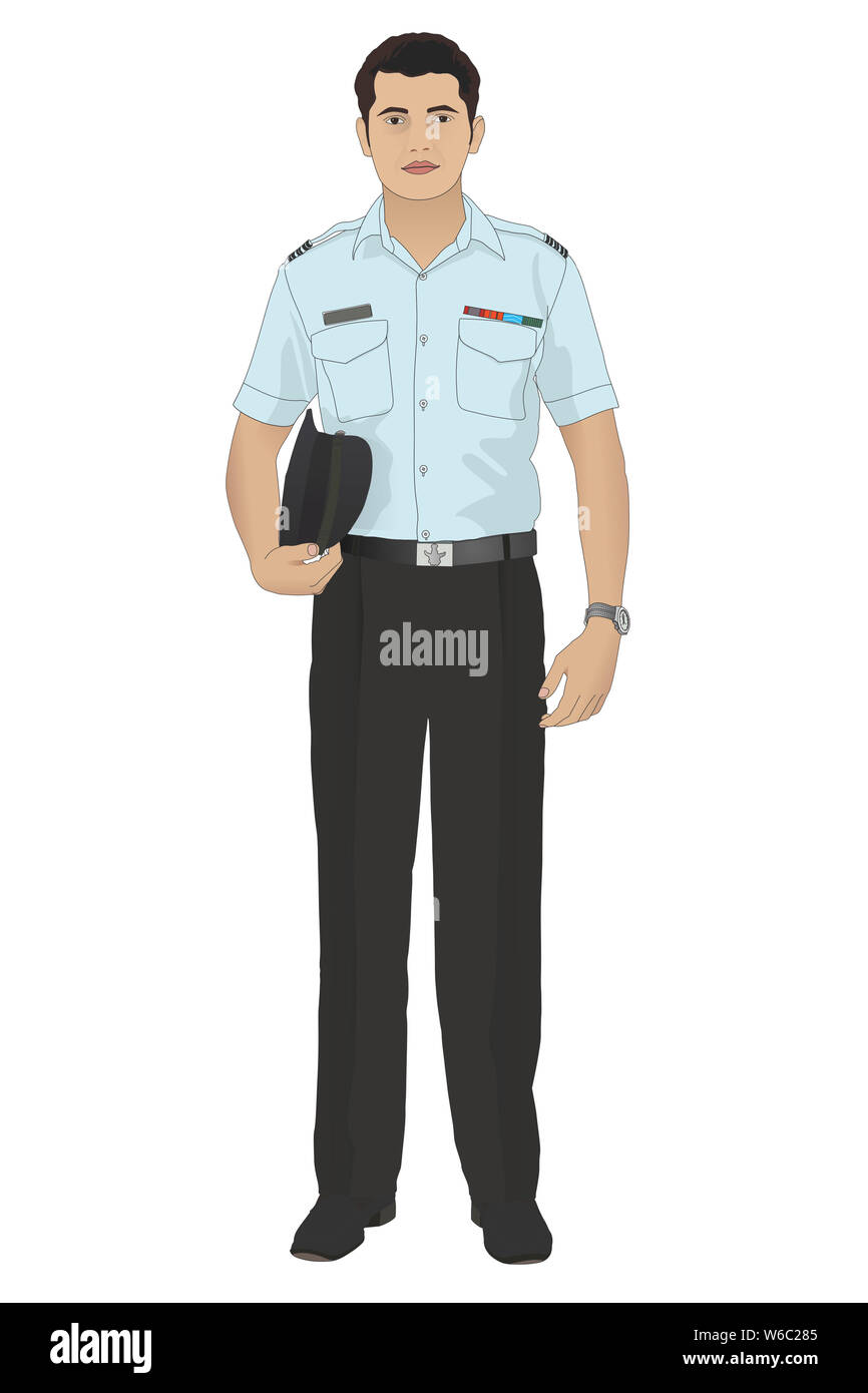 Pilote debout avec bouchon uniforme Banque D'Images