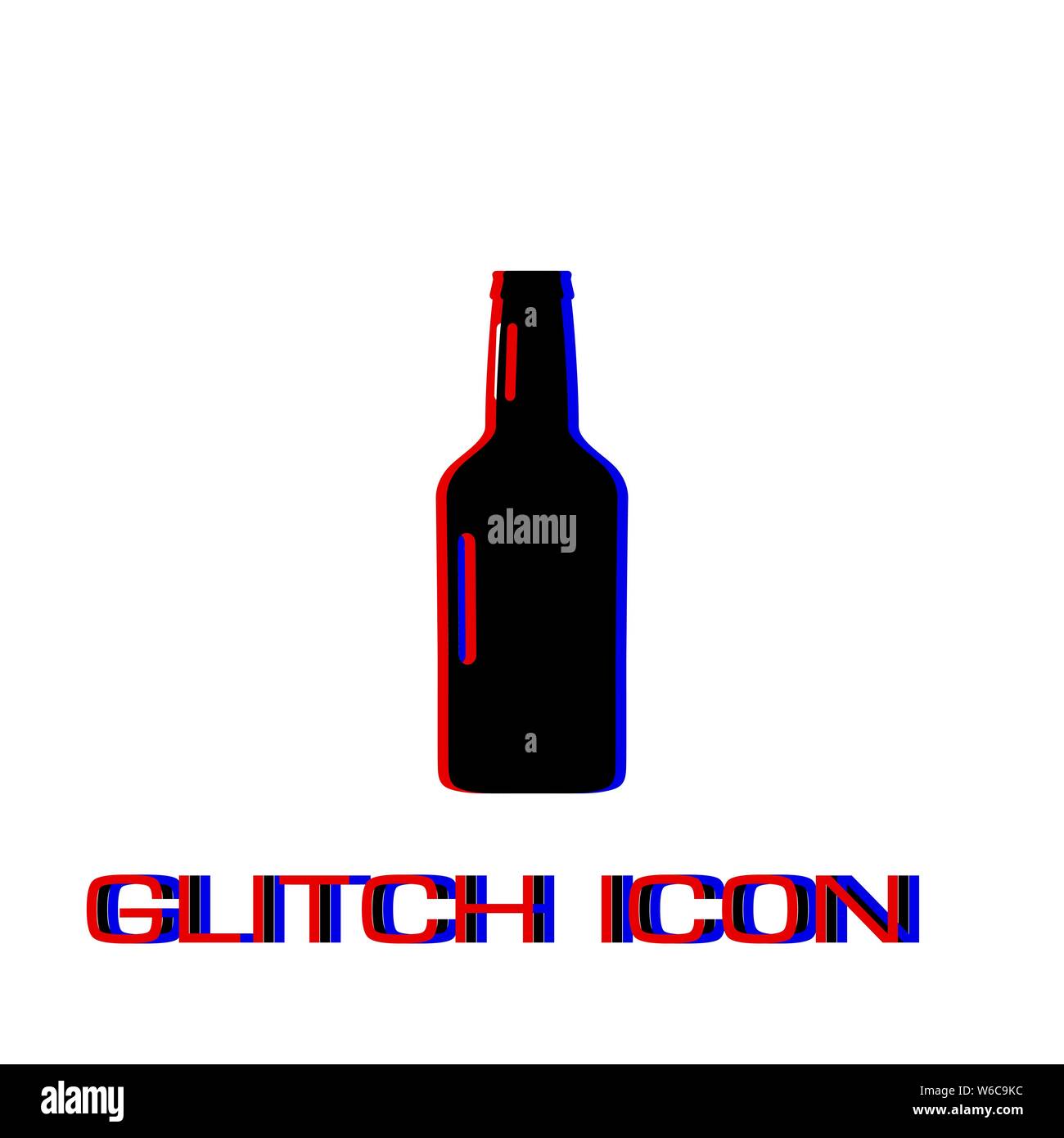 L'icône de bouteilles de bière plate. Pictogramme - Simple effet glitch. Symbole d'illustration vectorielle Illustration de Vecteur