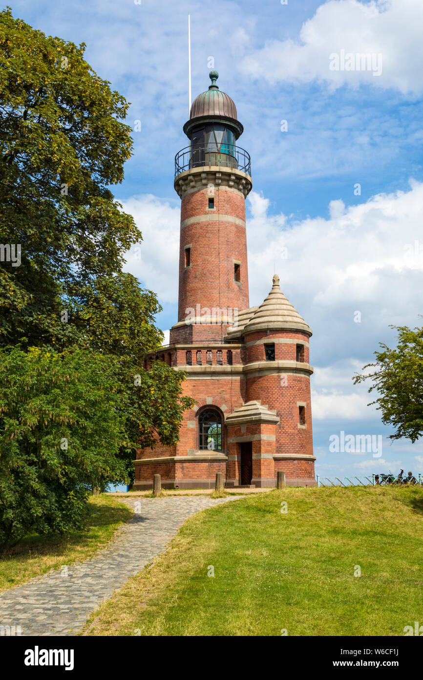 Phare historique de Kiel-Holtenau, côte de la mer Baltique Banque D'Images