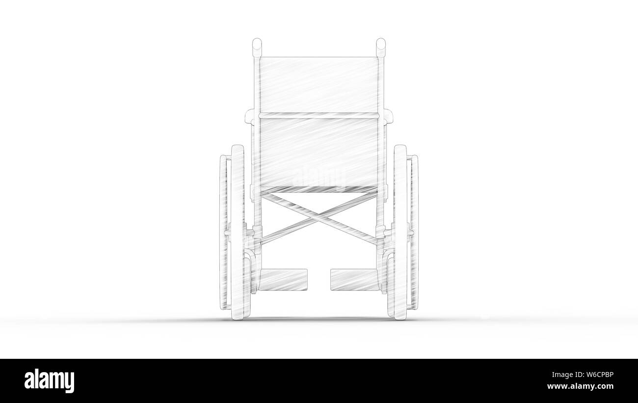 Le rendu 3D d'un modèle généré par ordinateur d'un fauteuil roulant isolé dans l'arrière-plan blanc studio. Banque D'Images Le rendu 3D d'un modèle généré par ordinateur d'un fauteuil roulant isolé dans l'arrière-plan blanc studio. Banque D'Images