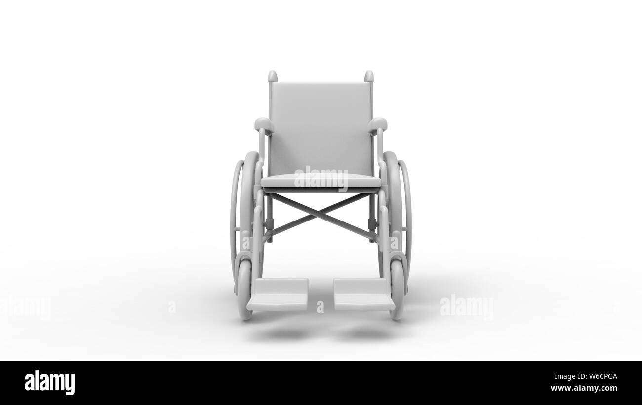 Le rendu 3D d'un modèle généré par ordinateur d'un fauteuil roulant isolé dans l'arrière-plan blanc studio. Banque D'Images Le rendu 3D d'un modèle généré par ordinateur d'un fauteuil roulant isolé dans l'arrière-plan blanc studio. Banque D'Images