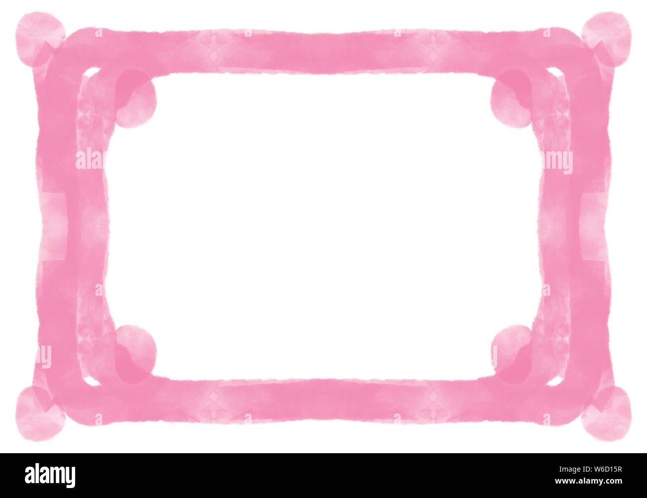 Chaud rose hand drawn squared coup de pinceau aquarelle modèle frame border Banque D'Images