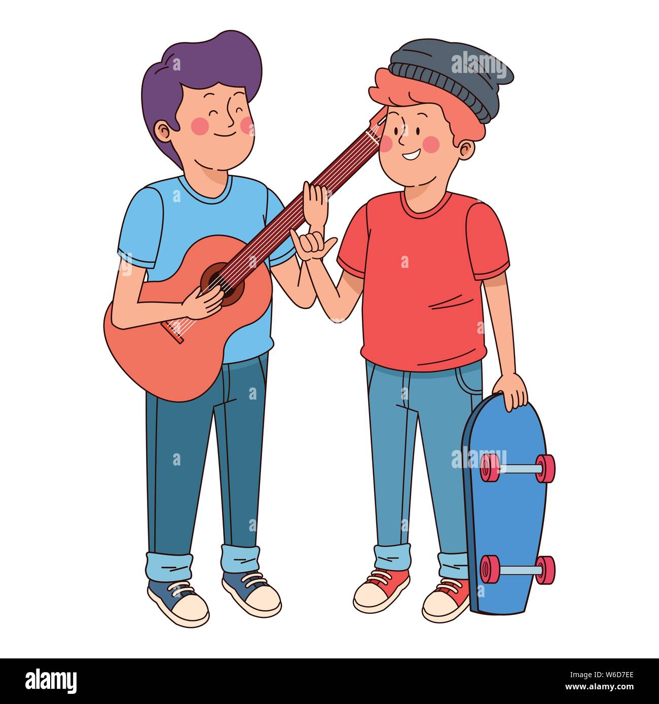 Les adolescents friends Smiling et s'amuser Illustration de Vecteur