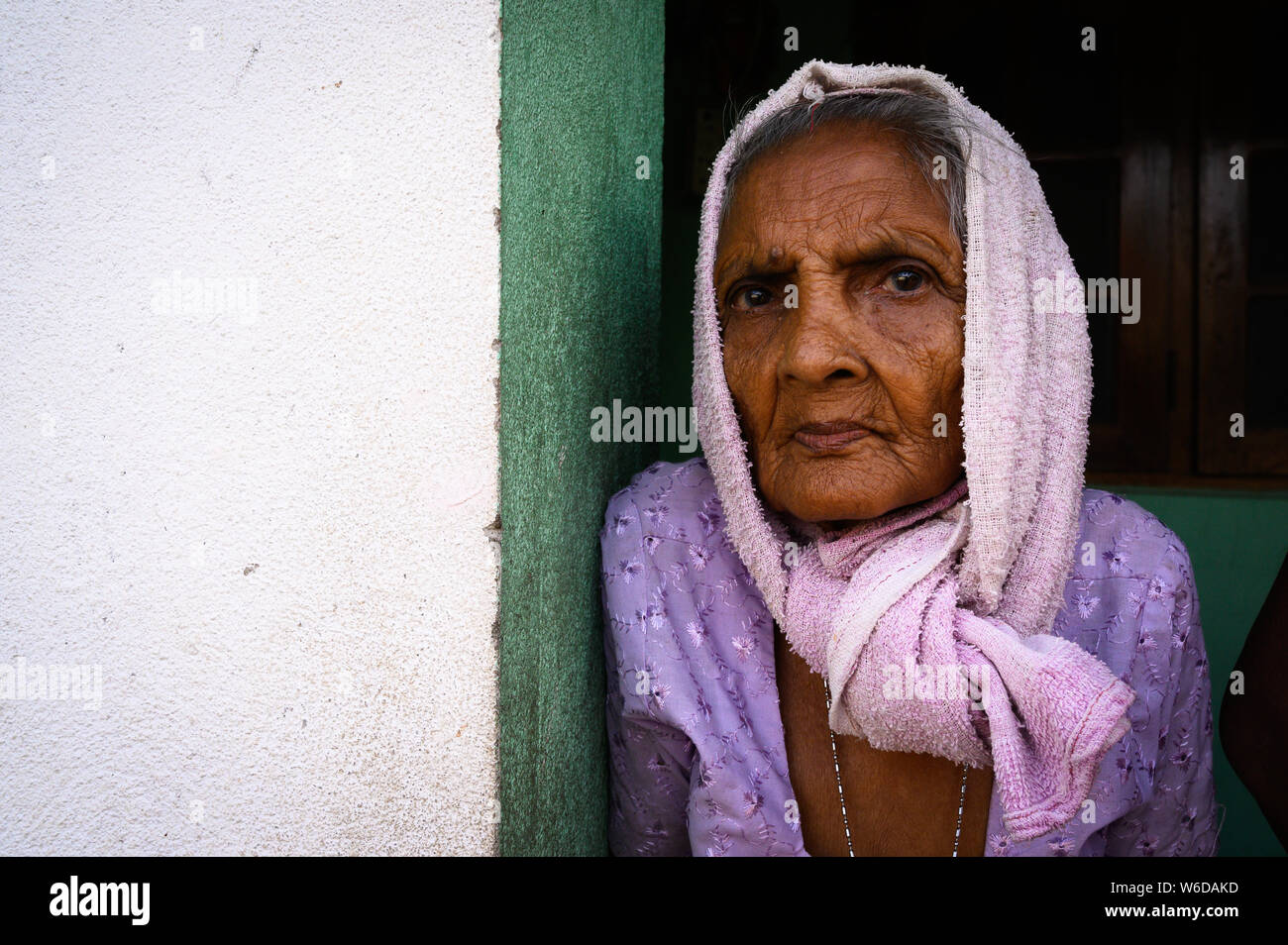 Portrait d'une femme âgée, Negombo, Sri Lanka Banque D'Images