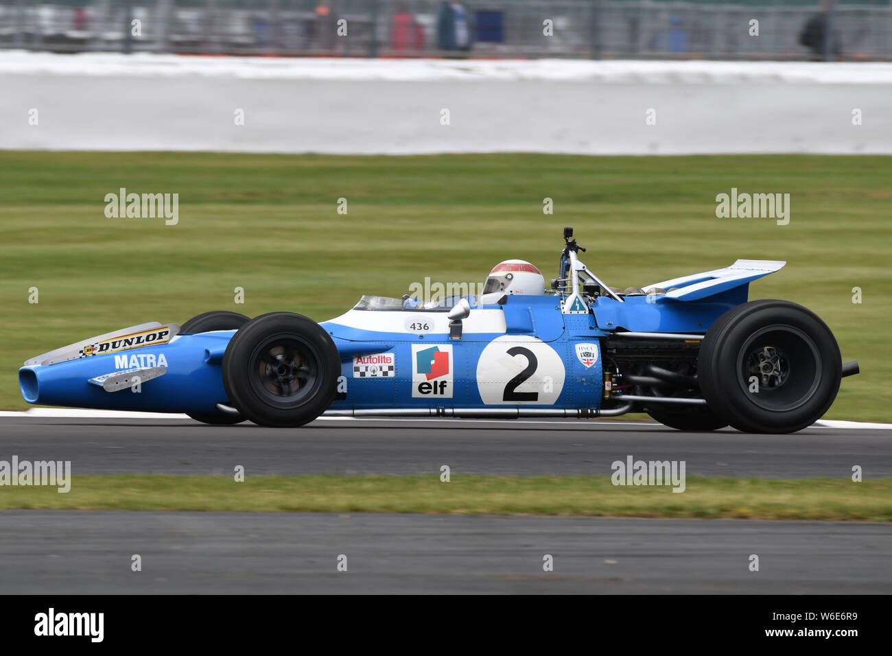 Sir Jackie Stewart OBE conduit sa 1969 Matra MS80-02 à la Formule 1 2019 Silverstone Classic Banque D'Images