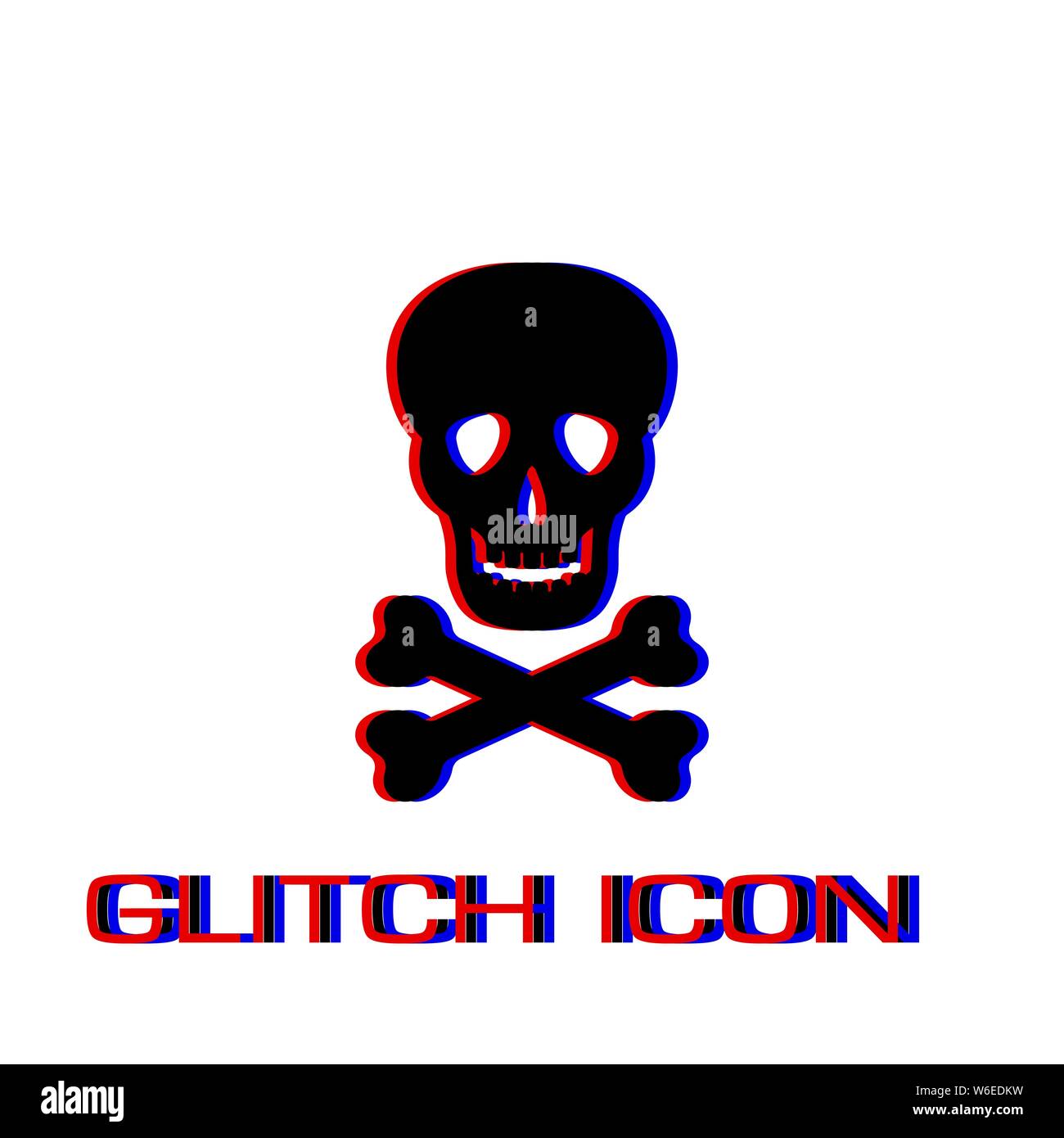 L'icône du crâne plat. Pictogramme - Simple effet glitch. Symbole d'illustration vectorielle Illustration de Vecteur L'icône du crâne plat. Pictogramme - Simple effet glitch. Symbole d'illustration vectorielle Illustration de Vecteur