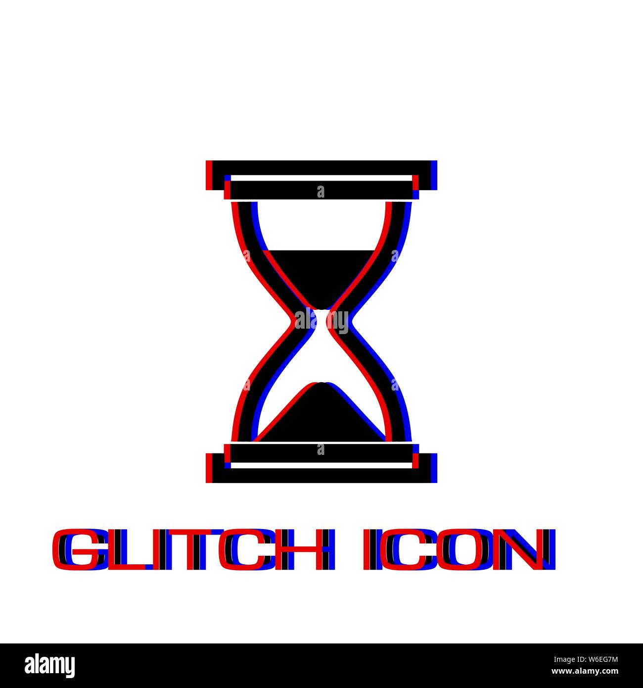 Icône en forme de sablier à plat. Pictogramme - Simple effet glitch. Symbole d'illustration vectorielle Illustration de Vecteur