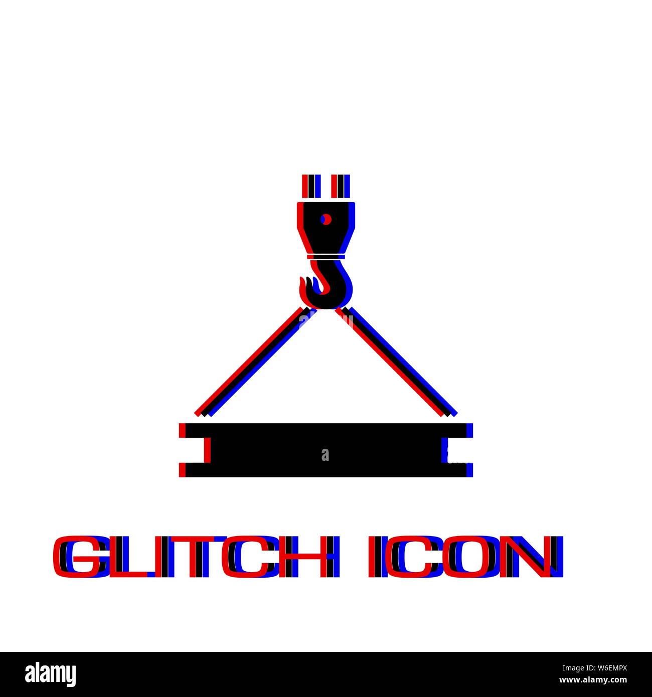 L'icône de grue à plat. Pictogramme - Simple effet glitch. Symbole d'illustration vectorielle Illustration de Vecteur
