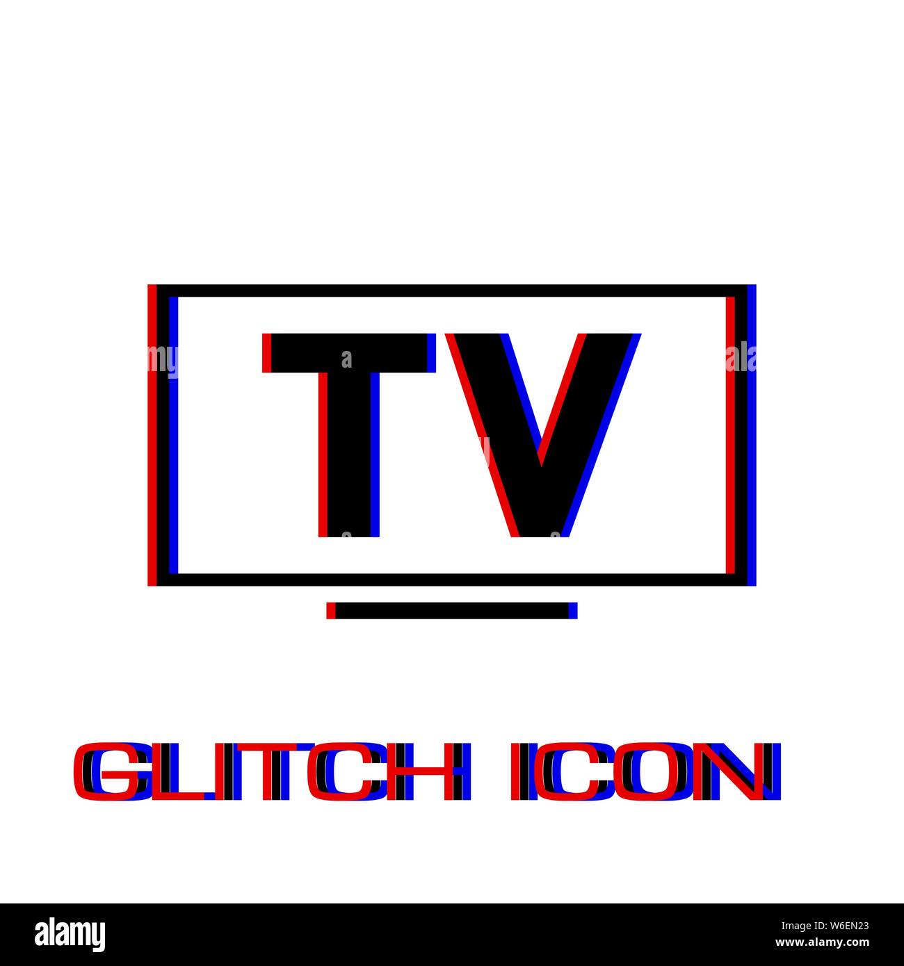 L'icône TV télévision. Pictogramme - Simple effet glitch. Symbole d'illustration vectorielle Illustration de Vecteur