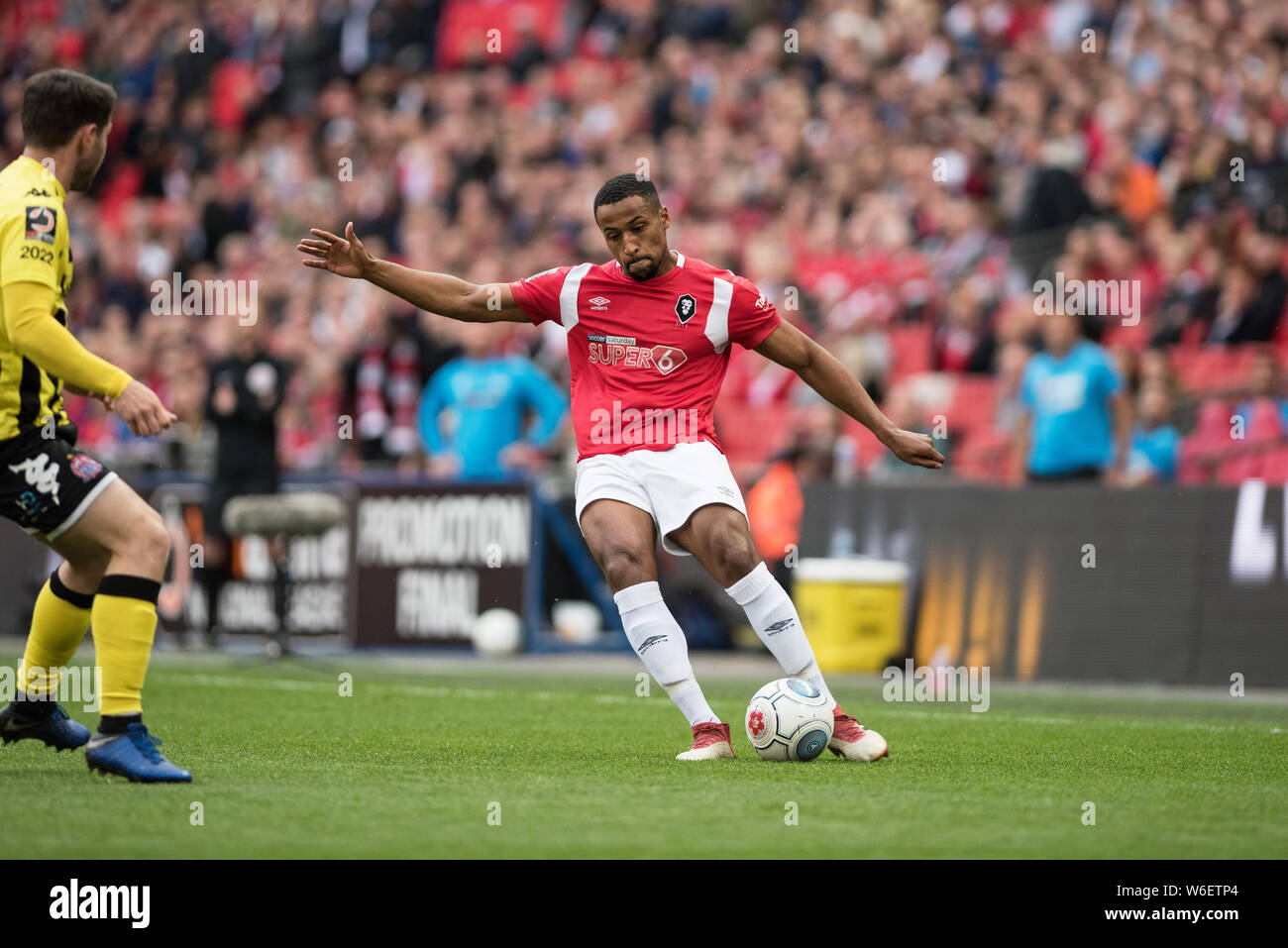 10/05/2019. Salford City FC AFC battre dans le Fylde 18/19 National League Playoff finale pour parvenir à l'EFL2. Banque D'Images