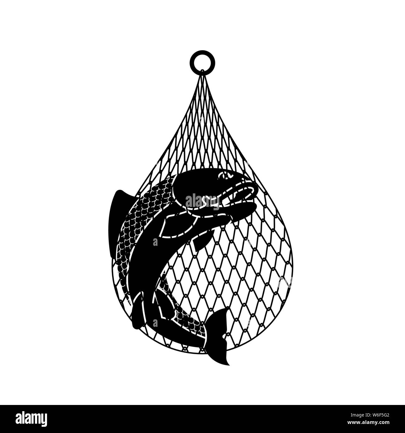 Poisson en filet. La prise de poisson. vector illustration Illustration de Vecteur