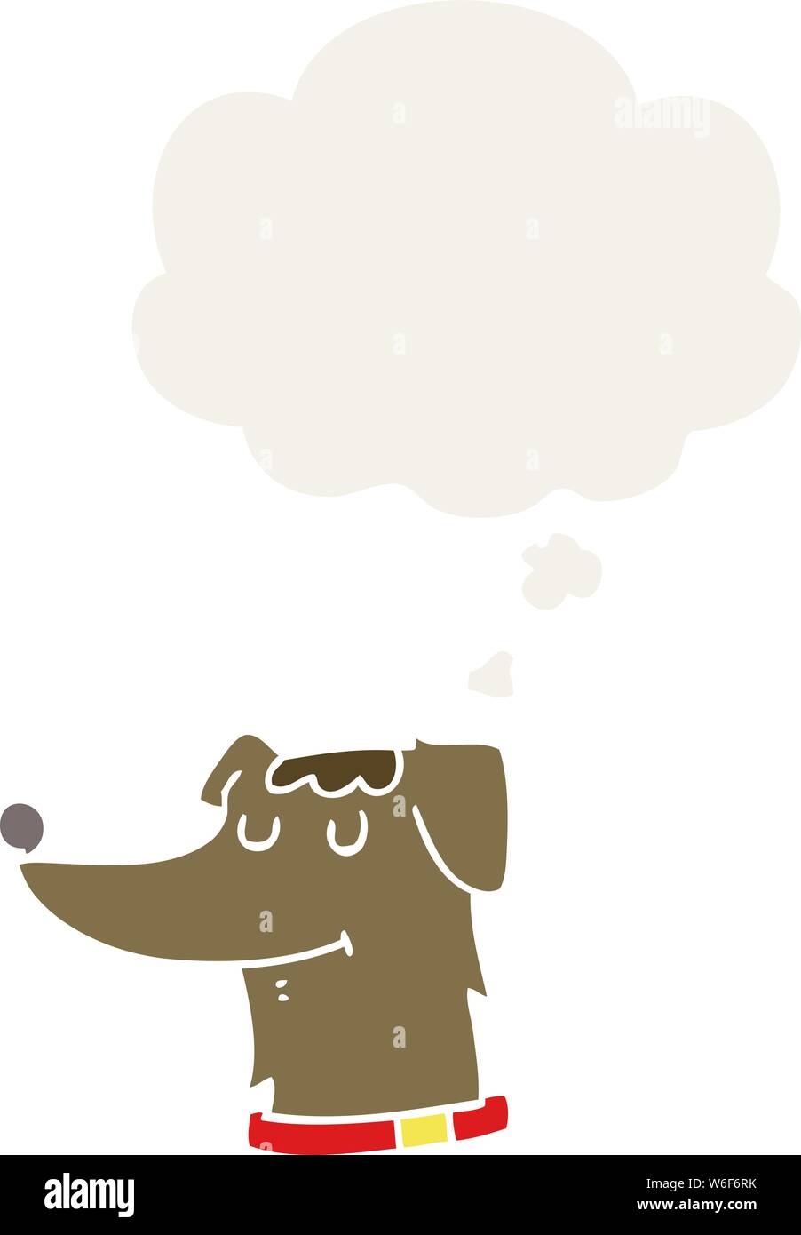 Cartoon dog avec bulle de pensée dans un style rétro Illustration de Vecteur