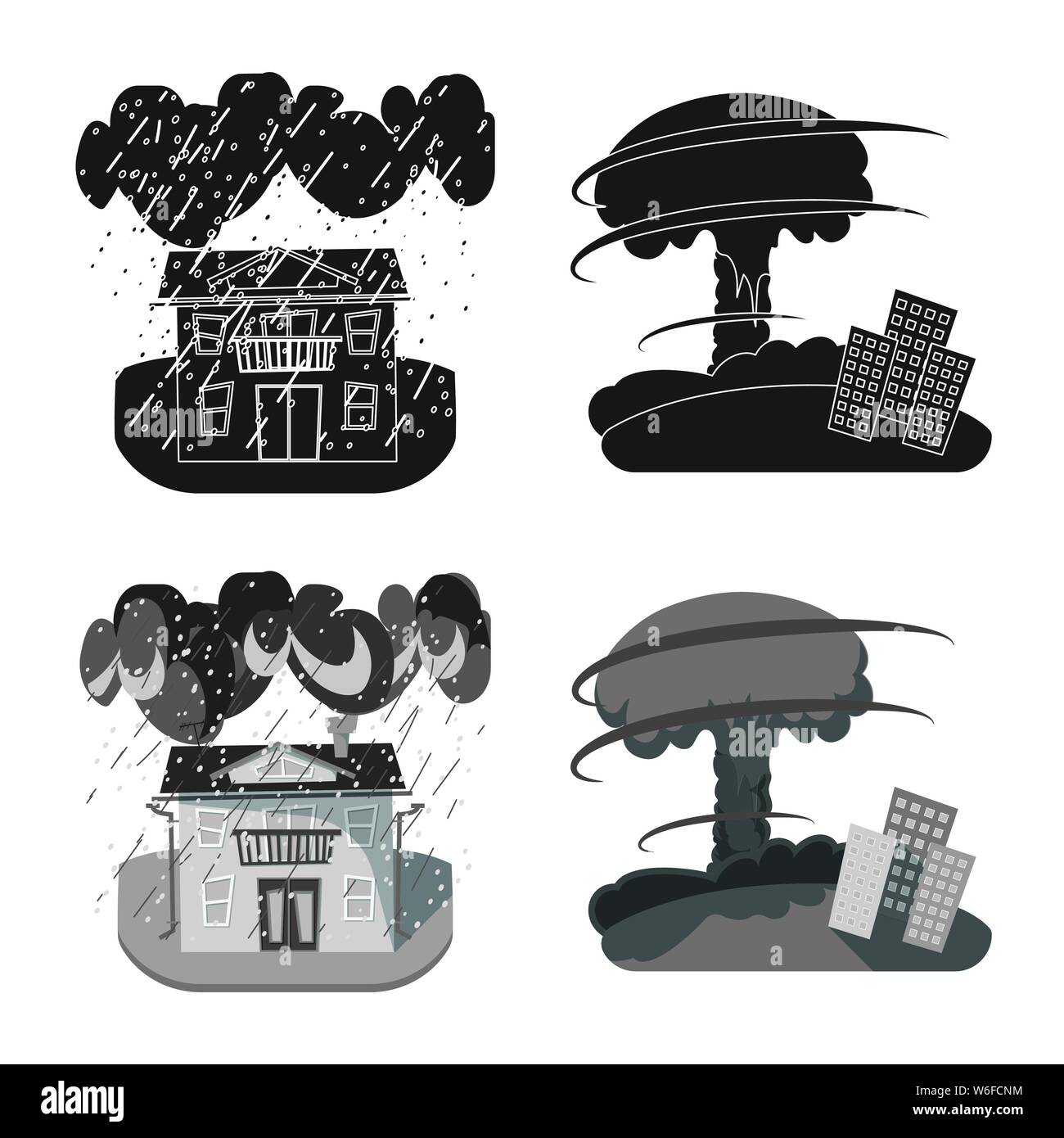 Objet isolé de la météo et de l'icône de détresse. Collection de l'icône météo et crash vector pour stock. Illustration de Vecteur