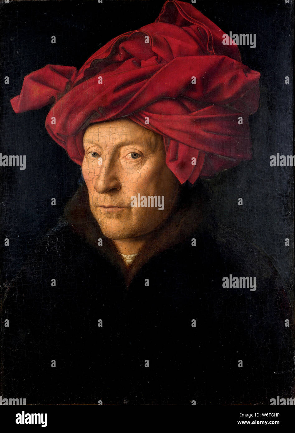 Portrait, d'un homme ( Self Portrait ) - Artiste : Jan van Eyck (1390-1441) Banque D'Images