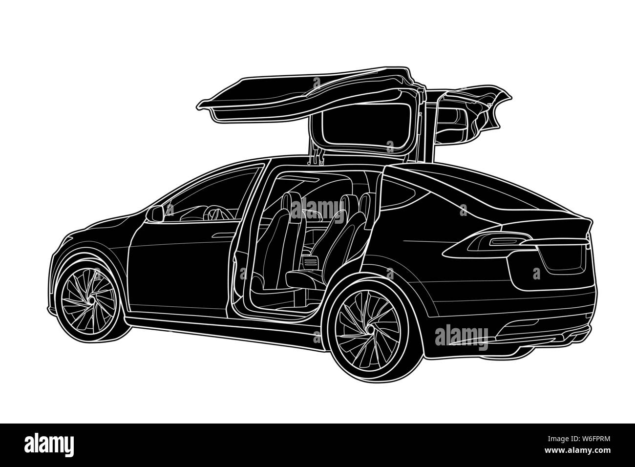 Vector tirage d'une voiture de sport en lignes noires. Illustration de Vecteur