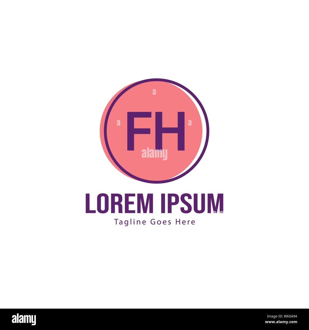 Logo FH initiale modèle avec cadre moderne. Lettre FH minimaliste design logo vector illustration Illustration de Vecteur