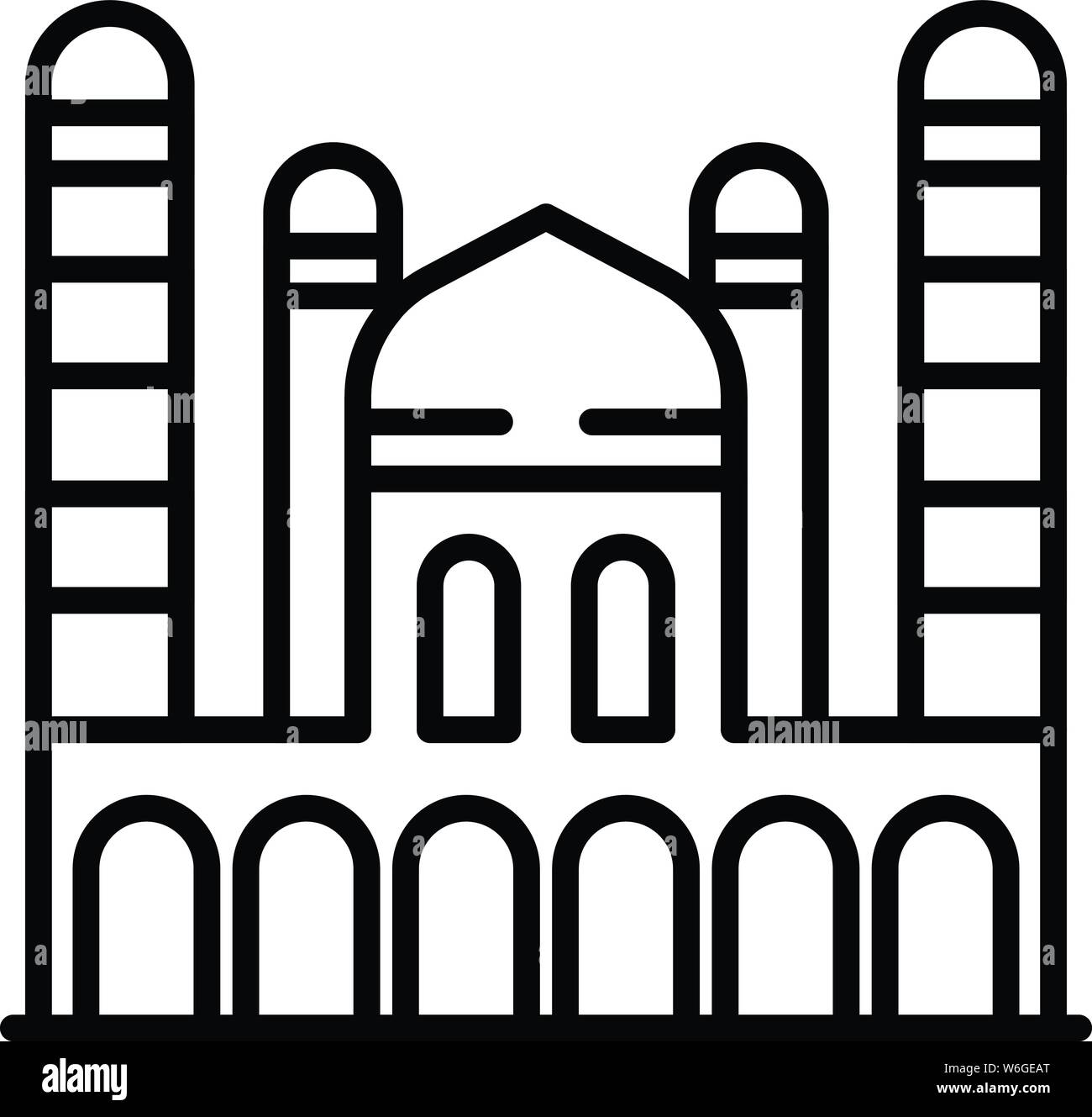 Taj Mahal, l'icône de style contour Illustration de Vecteur