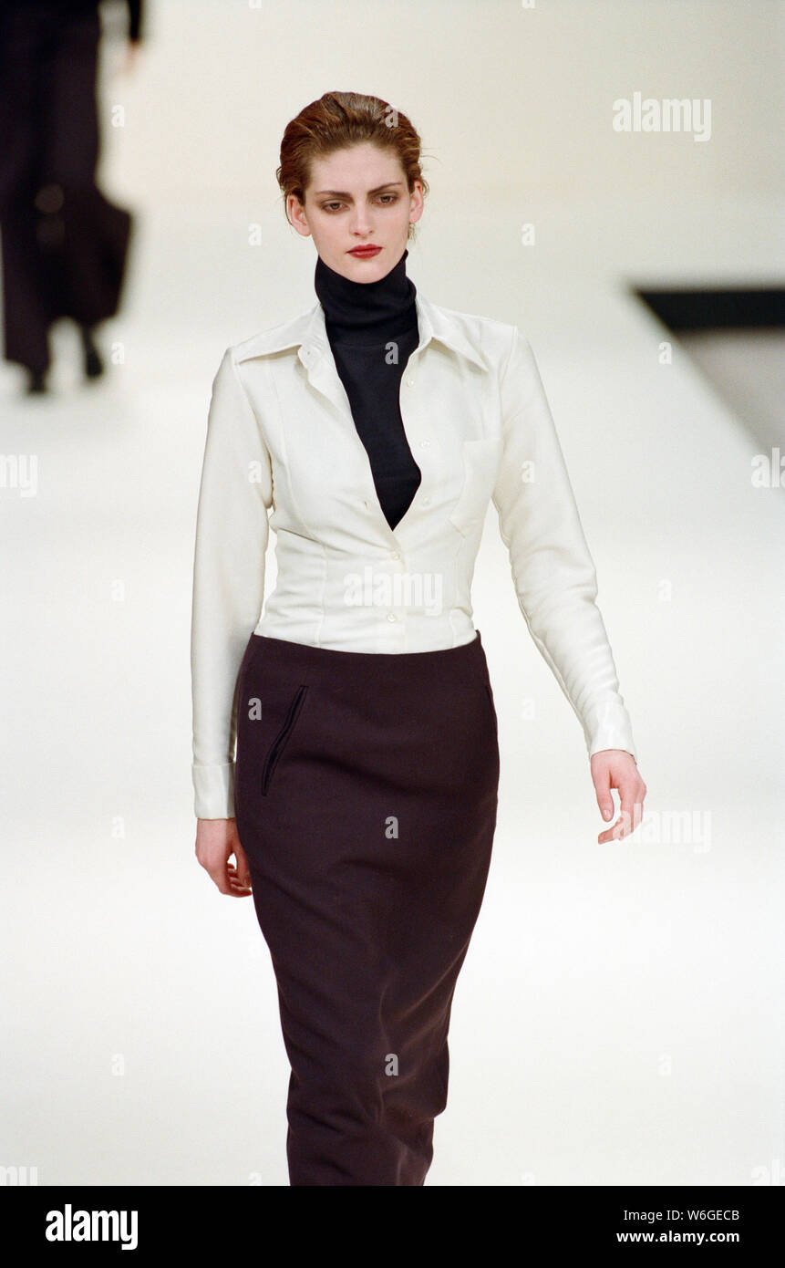 La semaine de la mode, Margaret Howell fashion show au Musée d'Histoire Naturelle. 27 février 1997. Banque D'Images