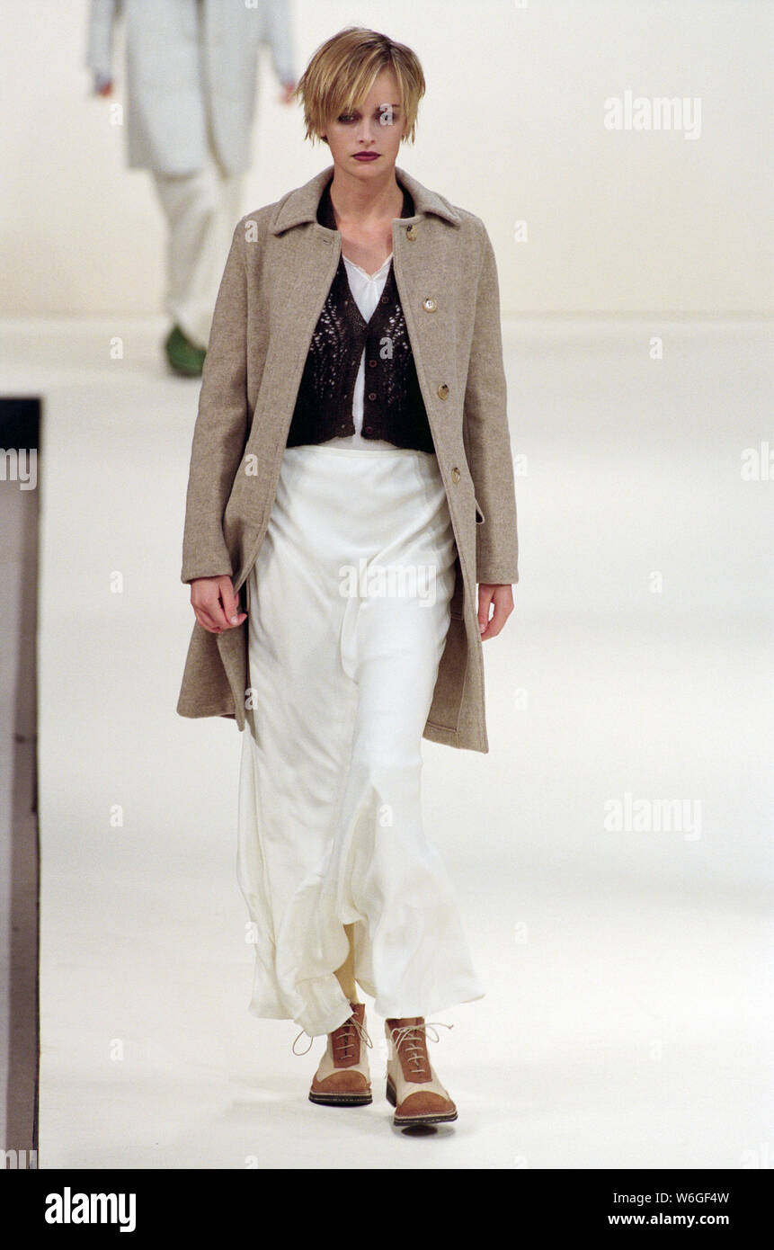 La semaine de la mode, Margaret Howell fashion show au Musée d'Histoire Naturelle. 27 février 1997. Banque D'Images