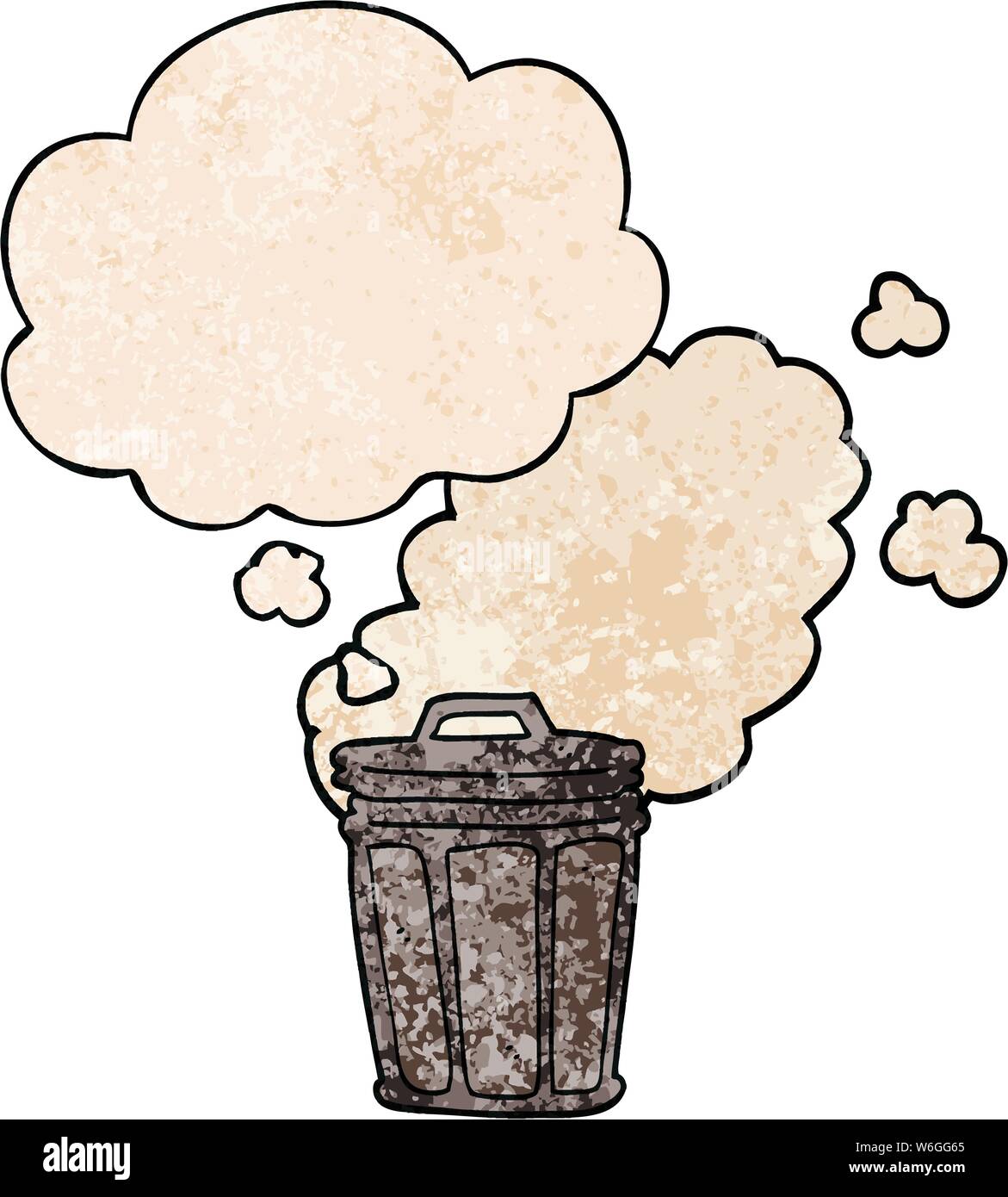 Cartoon poubelle puante avec bulle pensée dans le style grunge texture  Image Vectorielle Stock - Alamy