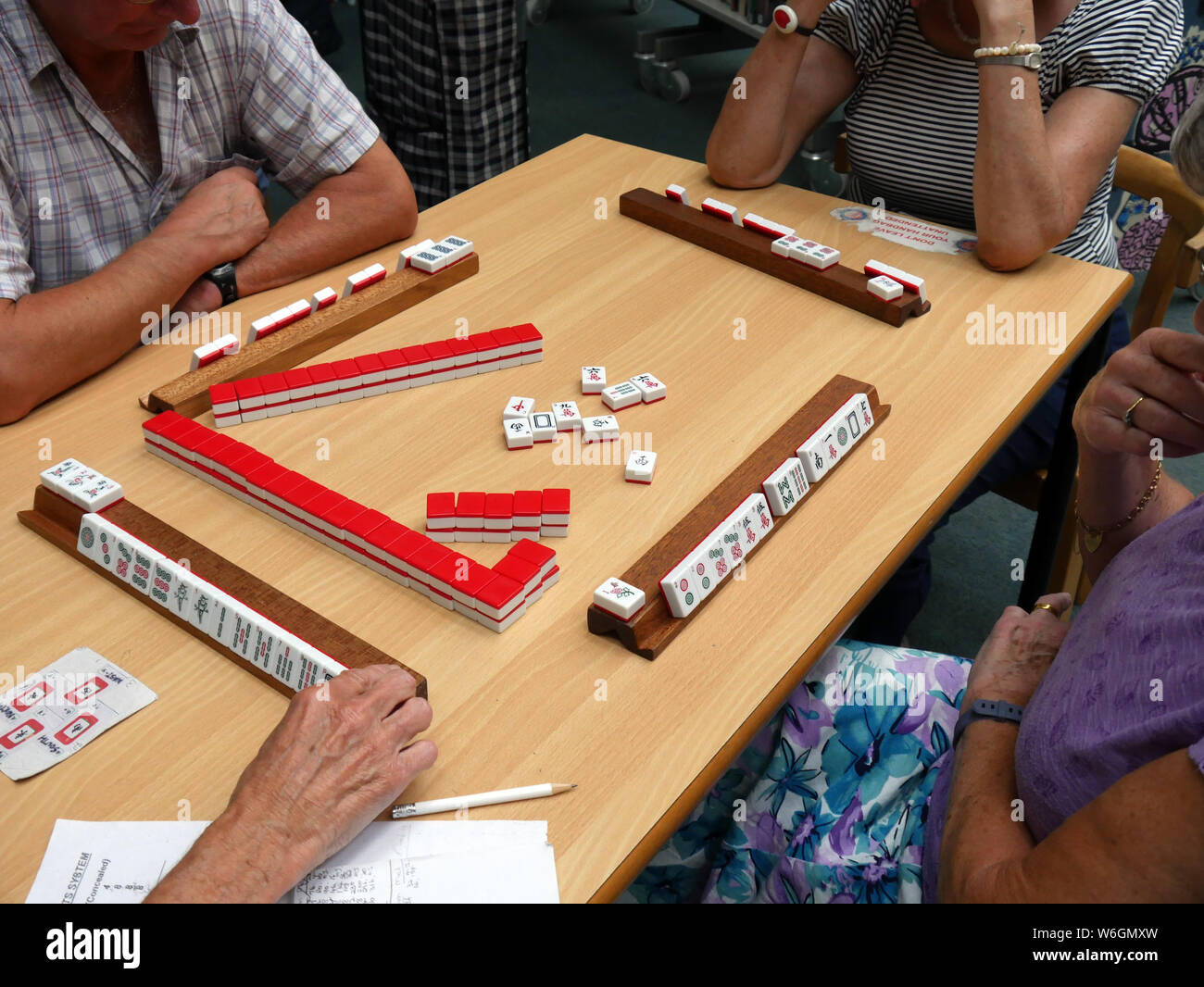 Jeu De Mahjong Ancien Chinois - Tuiles En Bambou Et Bois - Boîte De Rangement Incluse