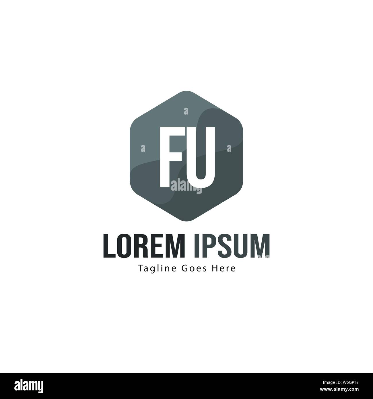 Modèle avec logo FU initiale du bâti moderne. Lettre FU minimaliste ...