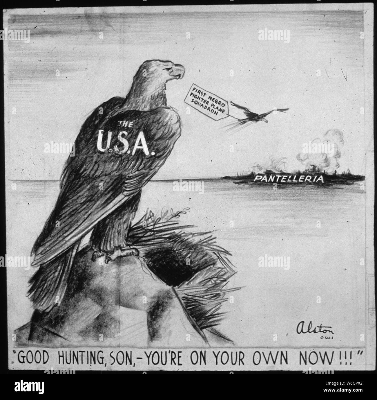 Bonne chasse, FILS,- VOUS ÊTES SUR VOTRE PROPRE MAINTENANT ! ! ! ; Portée et contenu : la formation de noirs dans l'Armée de l'air. Banque D'Images