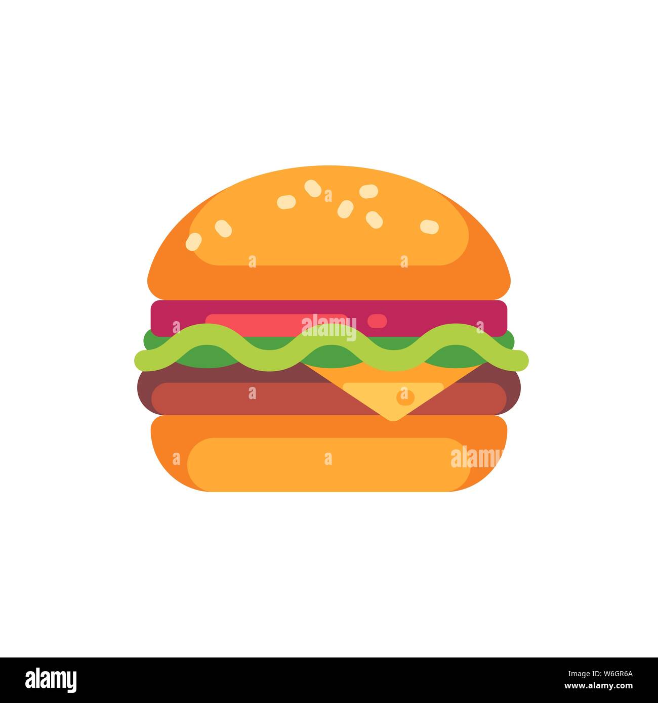 Tasty burger avec du fromage et de la salade. L'icône de télévision fast food Illustration de Vecteur