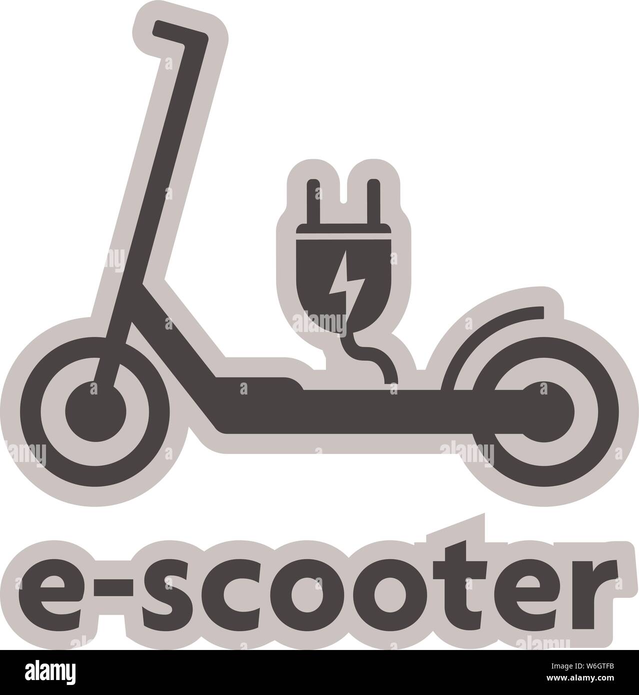 Push scooter électrique e-scooter symbole avec connecteur vector illustration Illustration de Vecteur