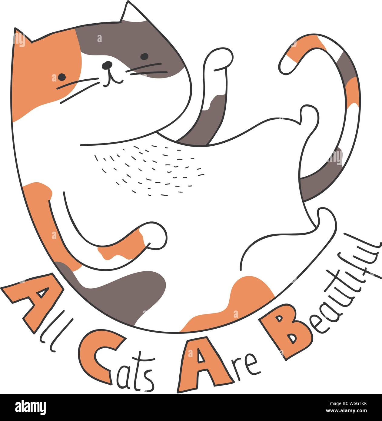 Cute chat calico illustration, avec tous les chats sont beaux Illustration de Vecteur