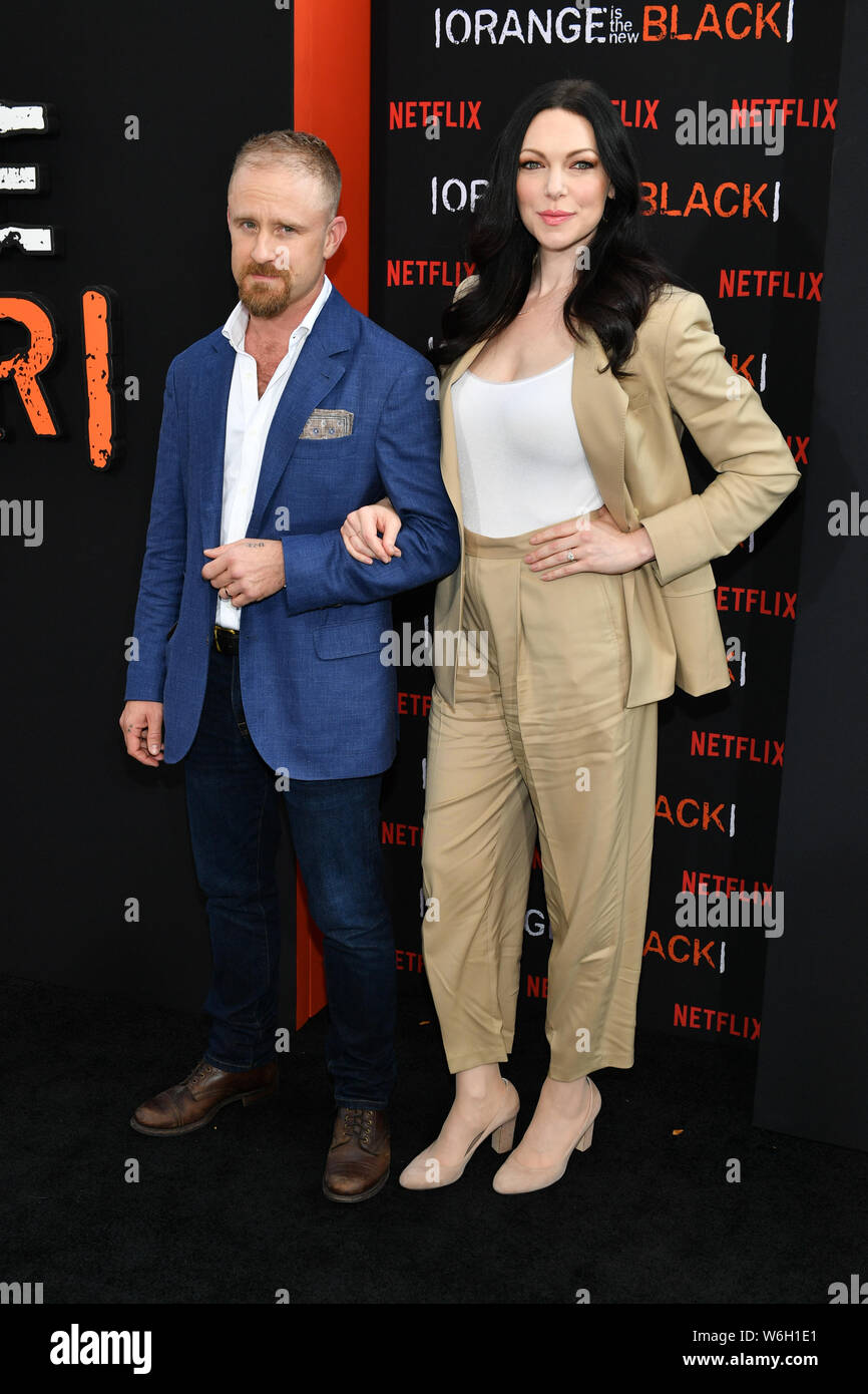 Ben Foster et Laura Prepon assister à l 'Orange est le nouveau noir' saison finale première mondiale à l'Alice Tully Hall, Lincoln Center le 25 juillet 2019. Banque D'Images